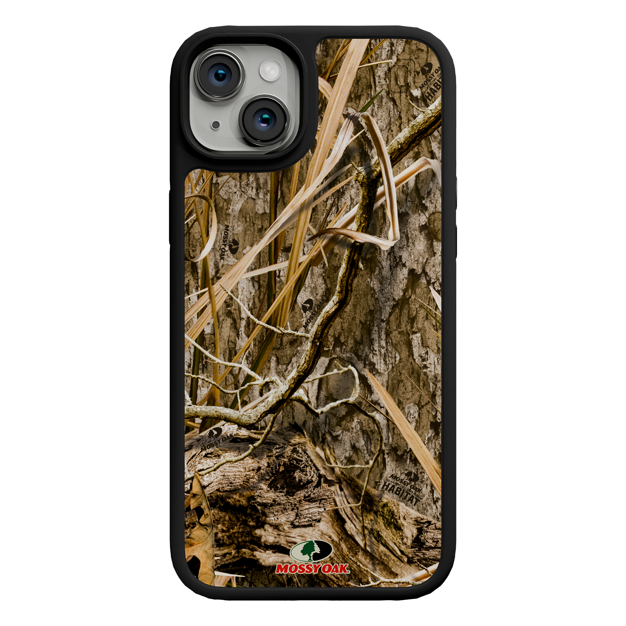 Shock-Absorbent MagSafe® Case for Apple iPhone 15 Plus | Mossy Oak Shadow Grass Camo Onyx Black