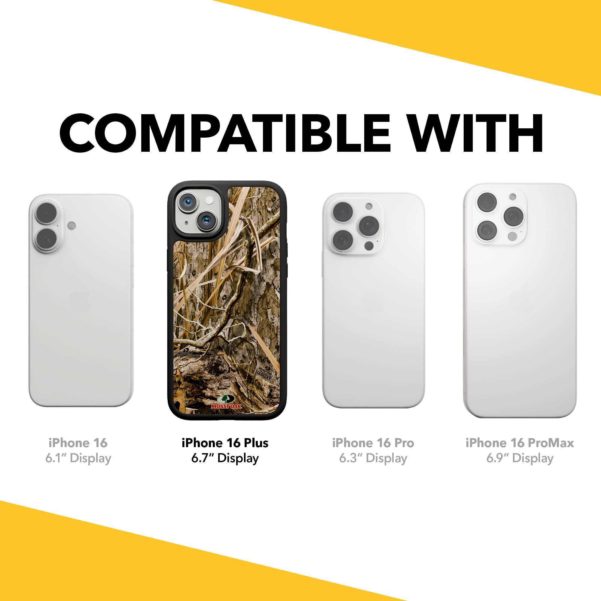 Shock-Absorbent MagSafe® Case for Apple iPhone 15 Plus | Mossy Oak Shadow Grass Camo Onyx Black
