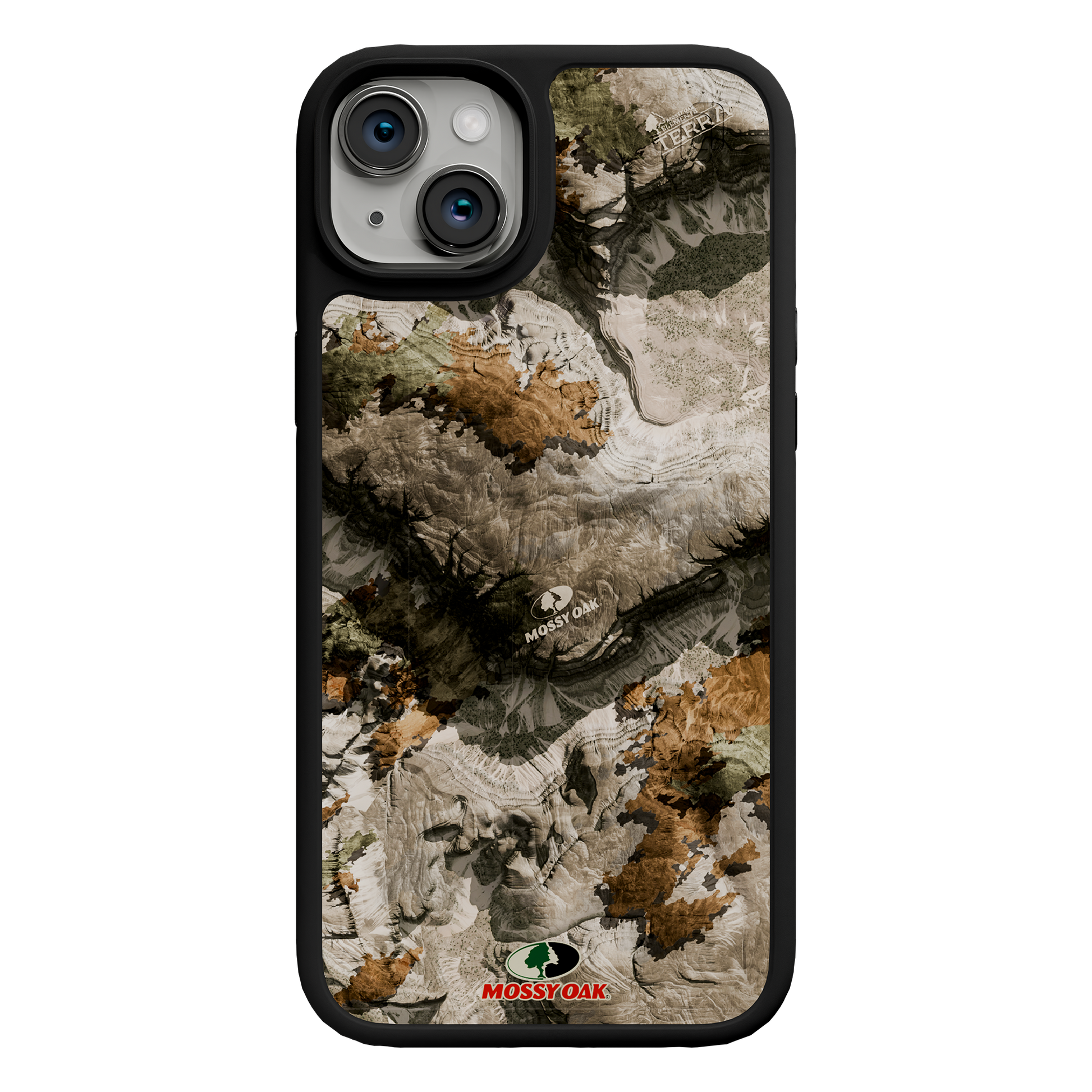 Shock-Absorbent MagSafe® Case for Apple iPhone 15 Plus | Mossy Oak Terra Gila Camo Onyx Black