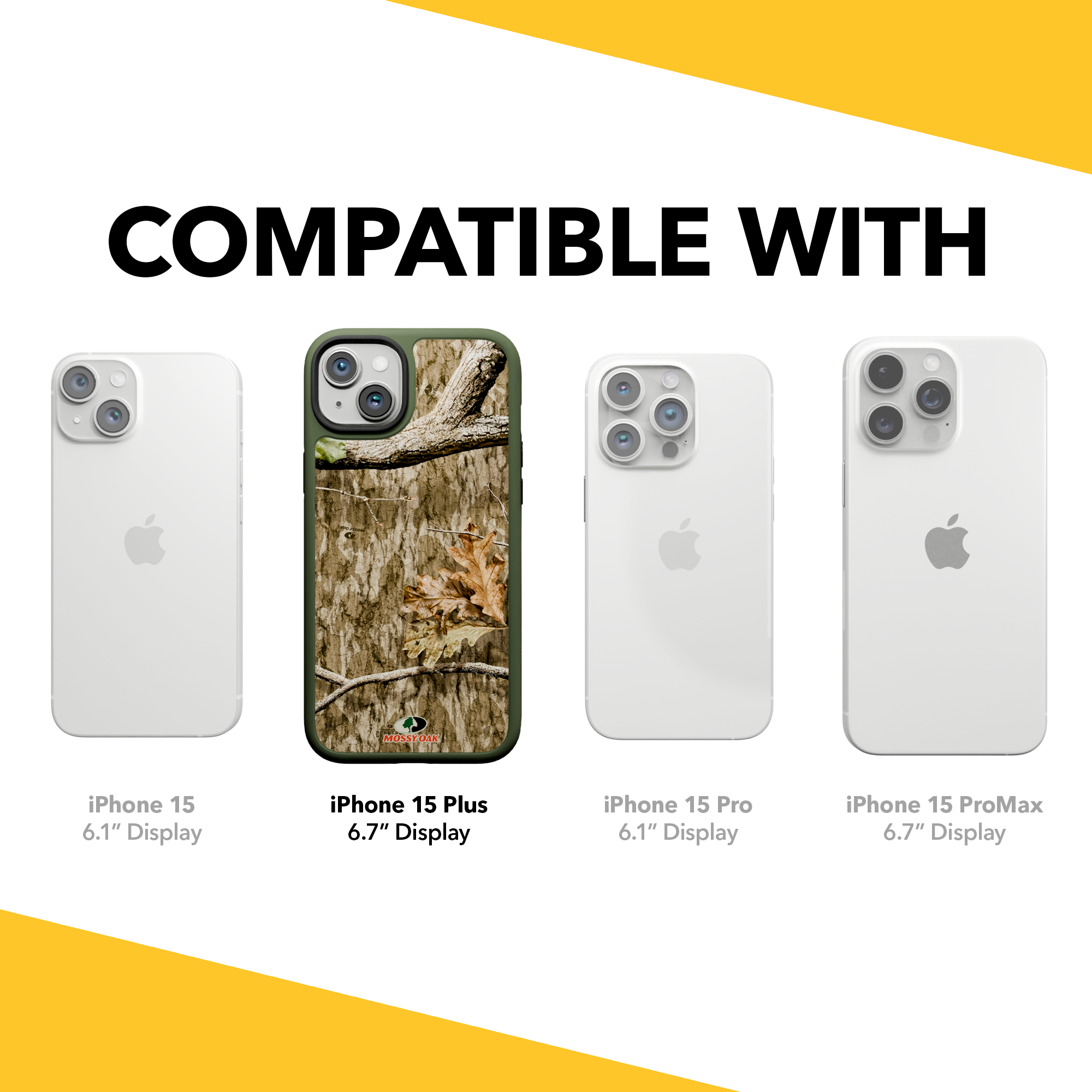 Shock-Absorbent MagSafe® Case for Apple iPhone 15 Plus | Mossy Oak Country Roots Camo