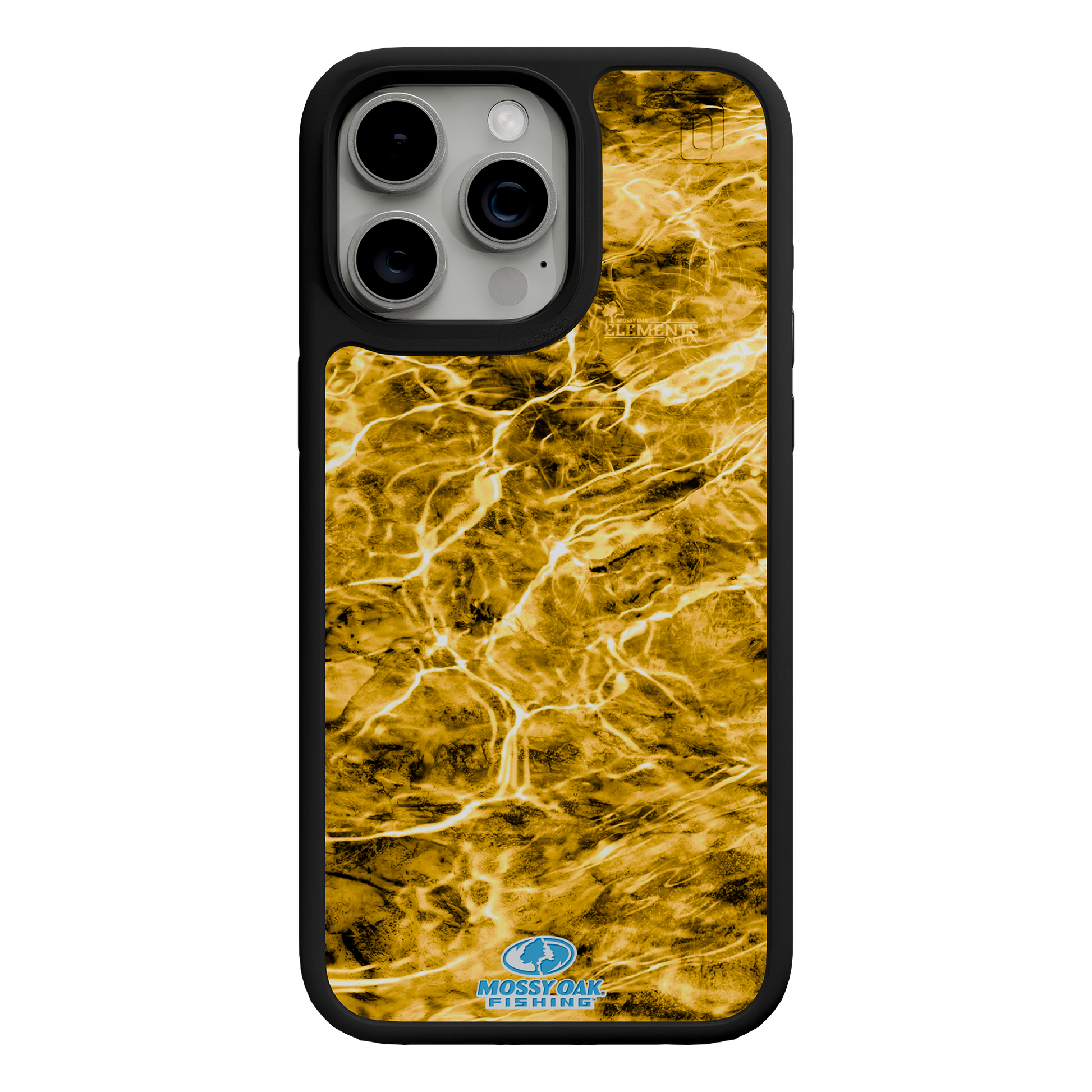 Shock-Absorbent MagSafe® Case for Apple iPhone 15 Pro Max | Mossy Oak Agua Yellowfin Camo Onyx Black
