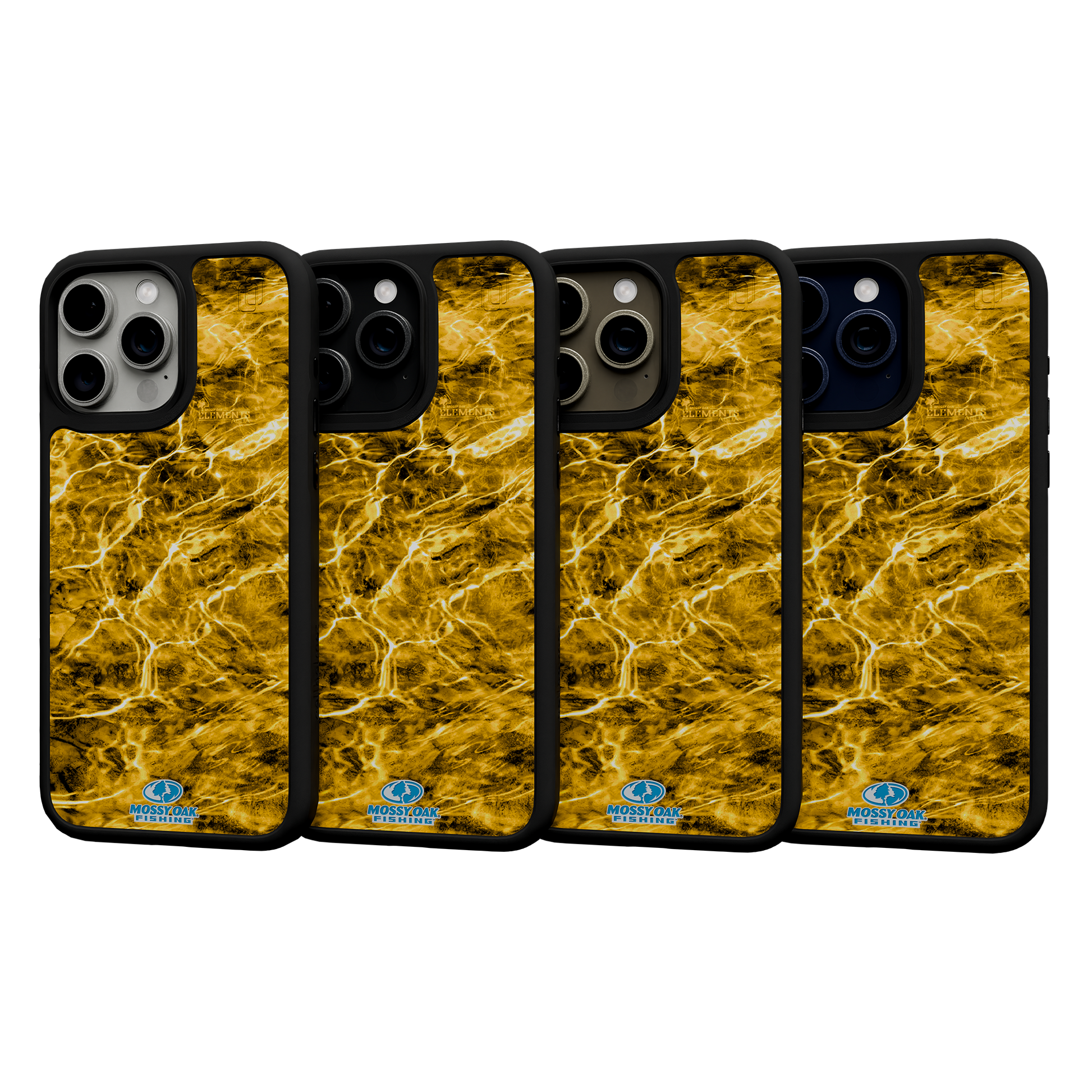 Shock-Absorbent MagSafe® Case for Apple iPhone 15 Pro Max | Mossy Oak Agua Yellowfin Camo Onyx Black