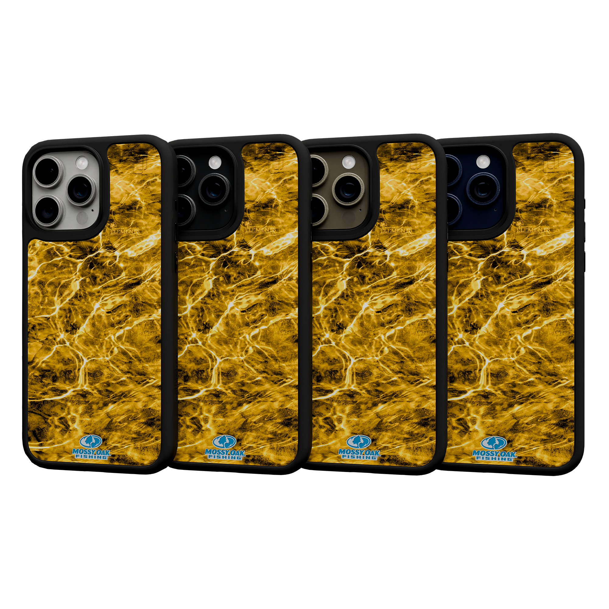 Shock-Absorbent MagSafe® Case for Apple iPhone 15 Pro Max | Mossy Oak Agua Yellowfin Camo Onyx Black