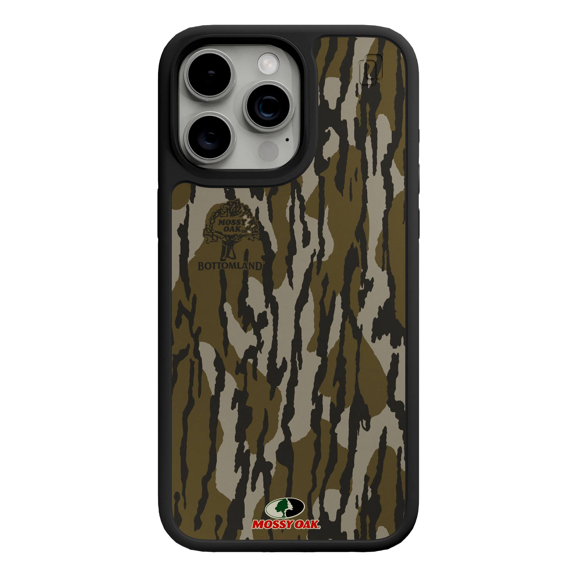 Shock-Absorbent MagSafe® Case for Apple iPhone 15 Pro Max | Mossy Oak Bottomland Camo Onyx Black