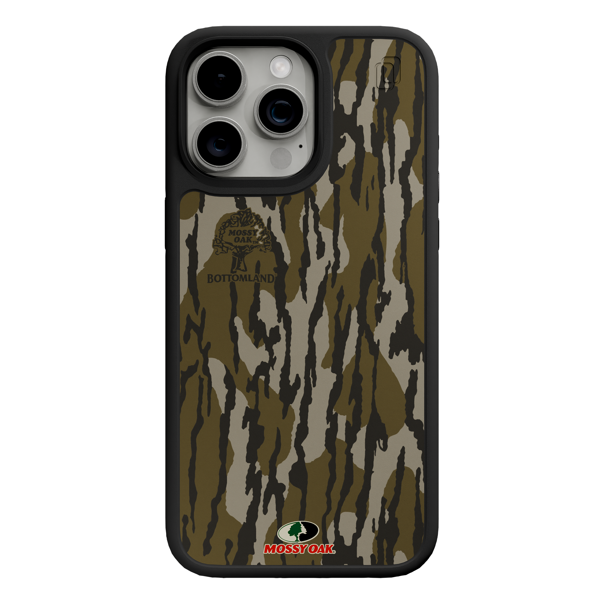 Shock-Absorbent MagSafe® Case for Apple iPhone 15 Pro Max | Mossy Oak Bottomland Camo Onyx Black