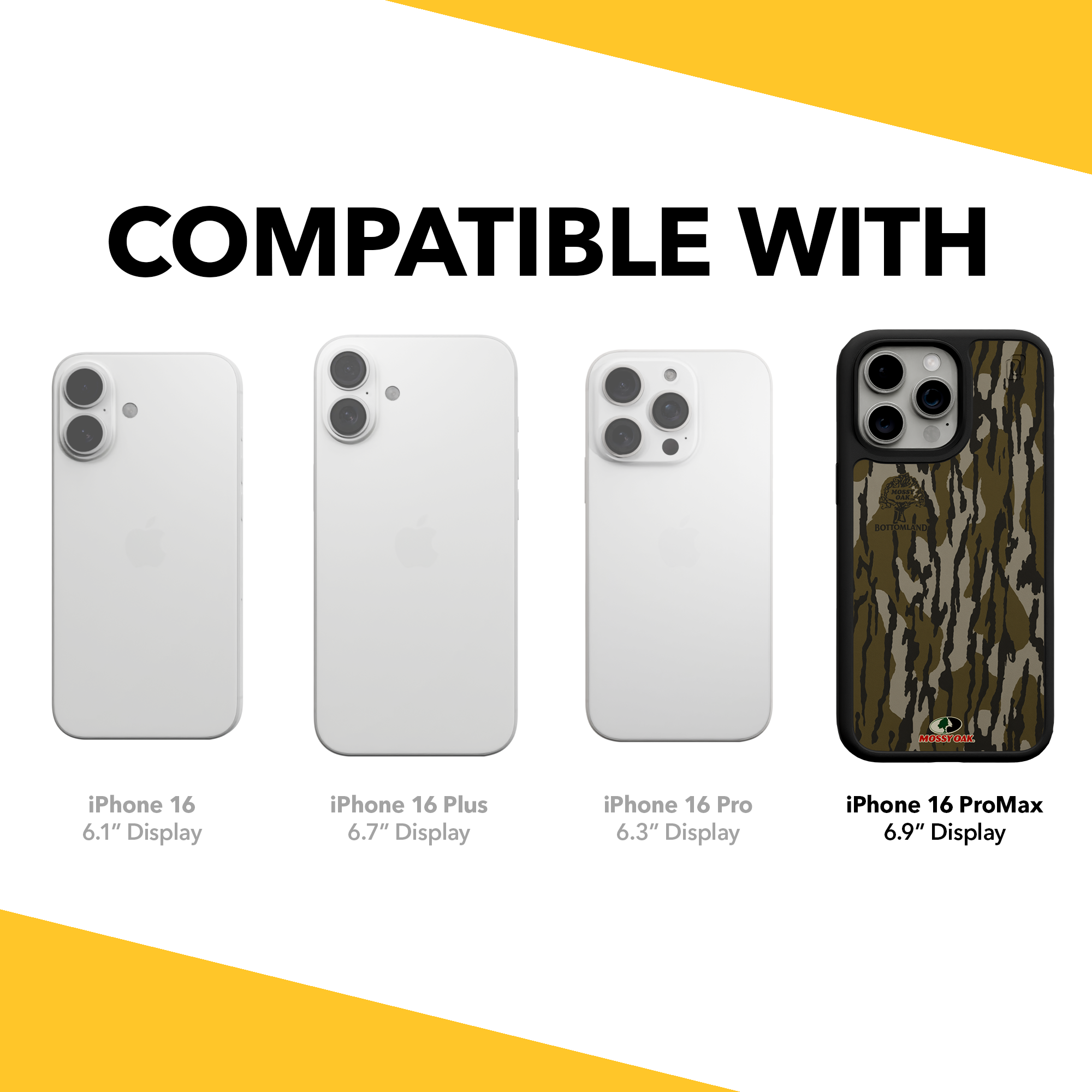 Shock-Absorbent MagSafe® Case for Apple iPhone 15 Pro Max | Mossy Oak Bottomland Camo Onyx Black