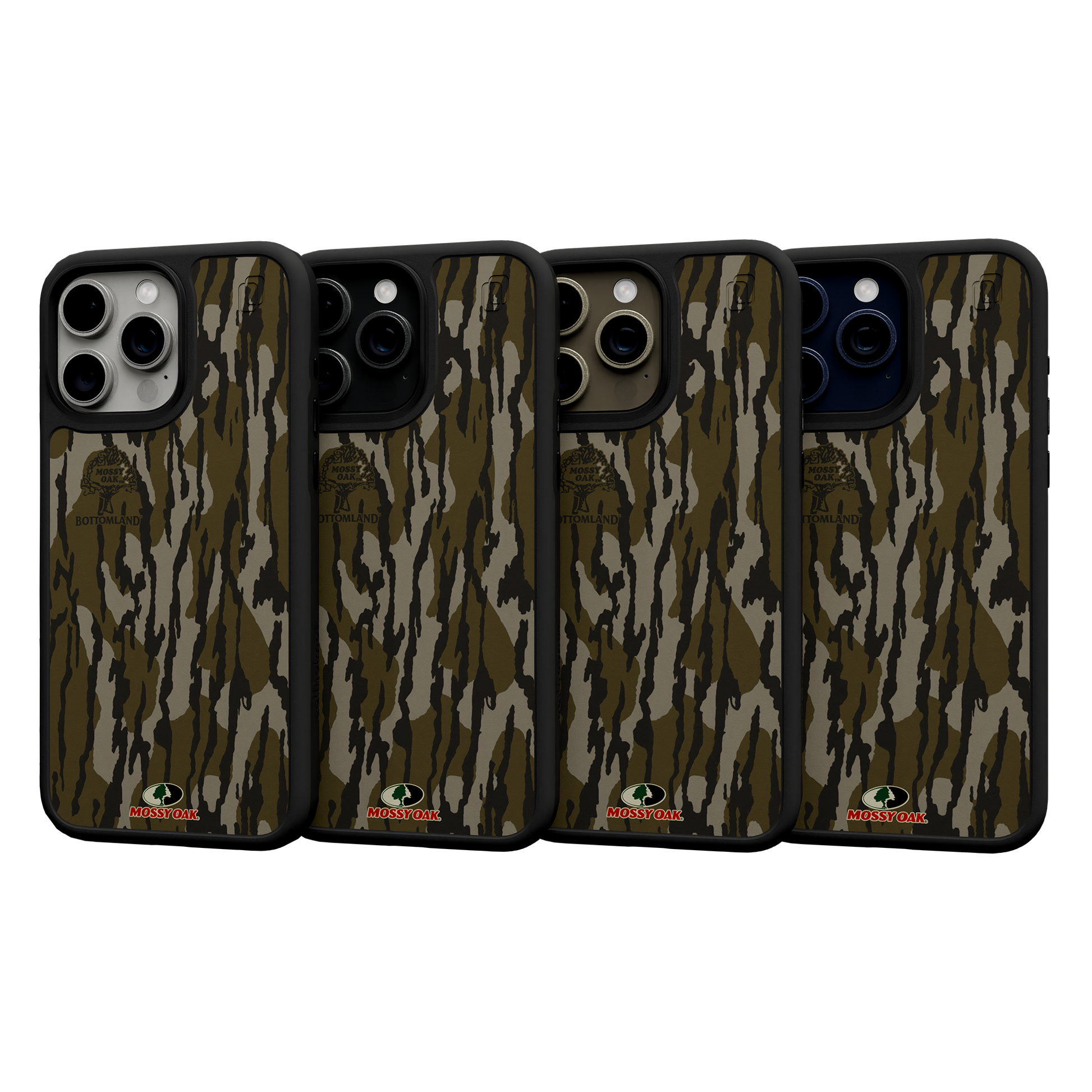 Shock-Absorbent MagSafe® Case for Apple iPhone 15 Pro Max | Mossy Oak Bottomland Camo Onyx Black