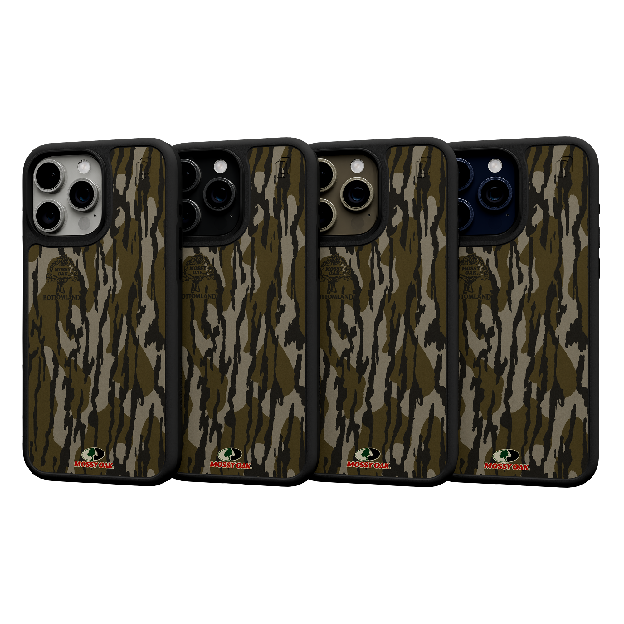 Shock-Absorbent MagSafe® Case for Apple iPhone 15 Pro Max | Mossy Oak Bottomland Camo Onyx Black