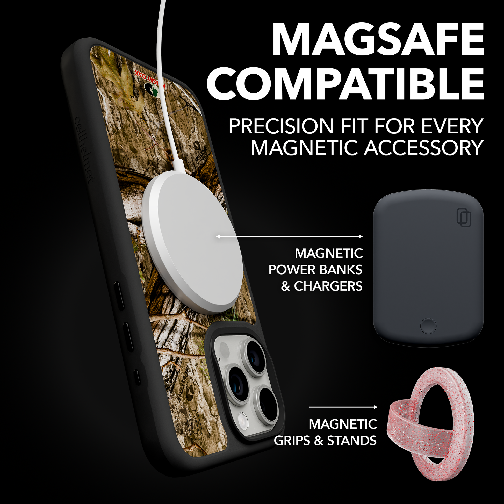 Shock-Absorbent MagSafe® Case for Apple iPhone 15 Pro Max | Mossy Oak Country DNA Camo Onyx Black
