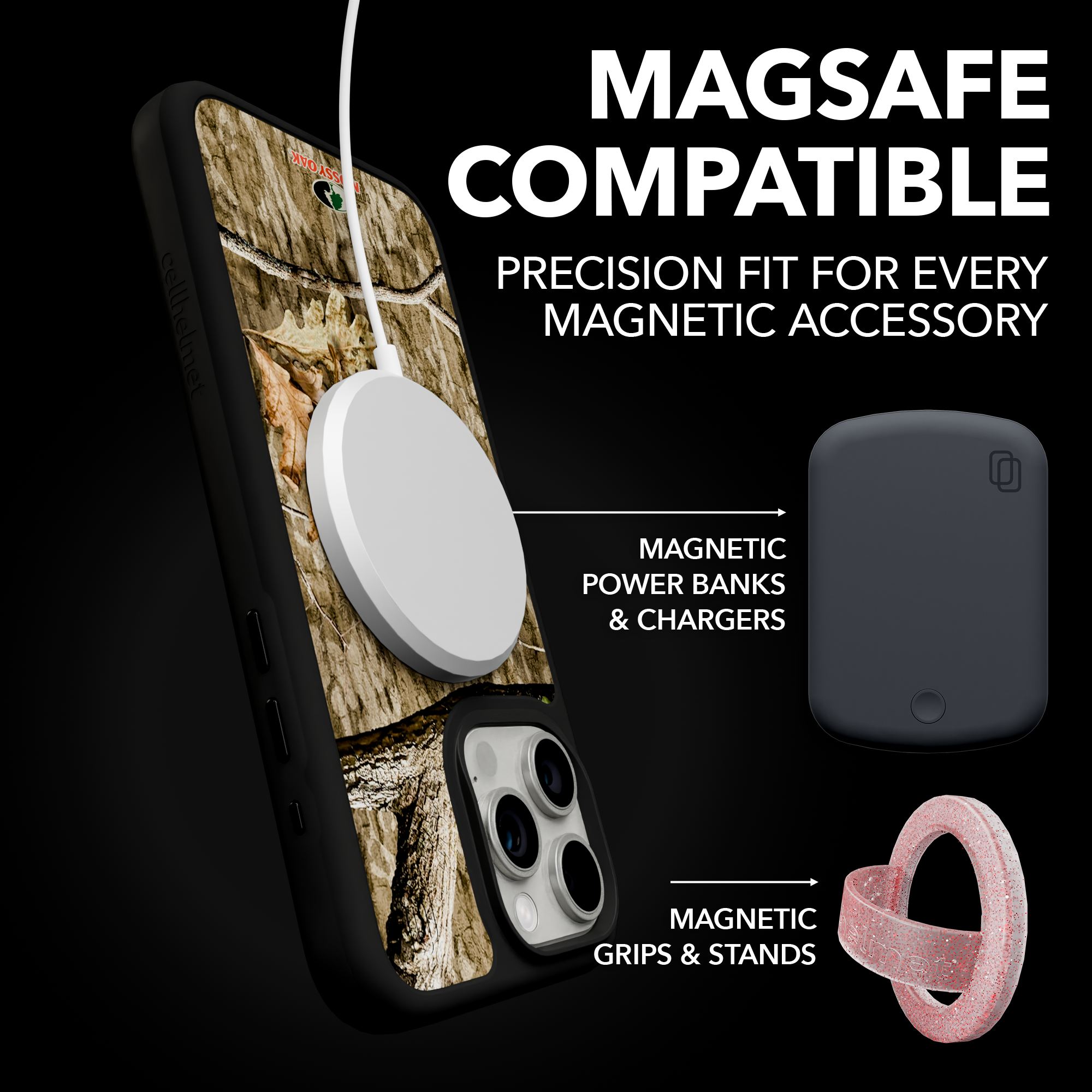 Shock-Absorbent MagSafe® Case for Apple iPhone 15 | Mossy Oak Country Roots Camo