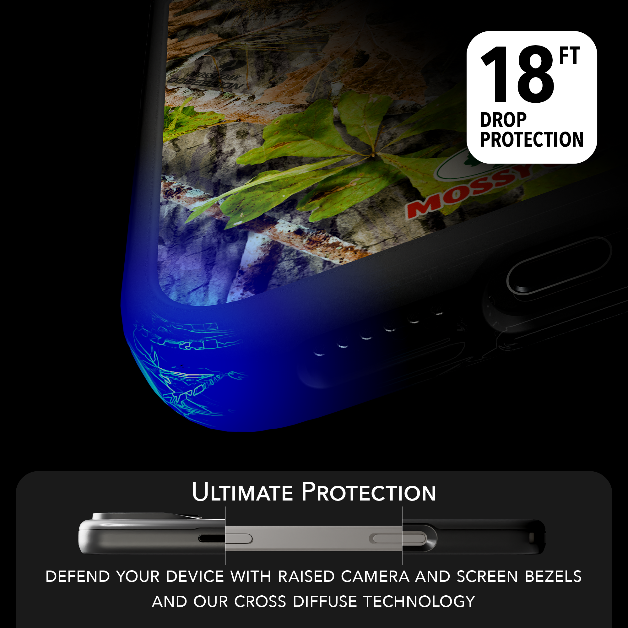 Shock-Absorbent MagSafe® Case for Apple iPhone 15 Pro Max | Mossy Oak Obsession Camo Onyx Black