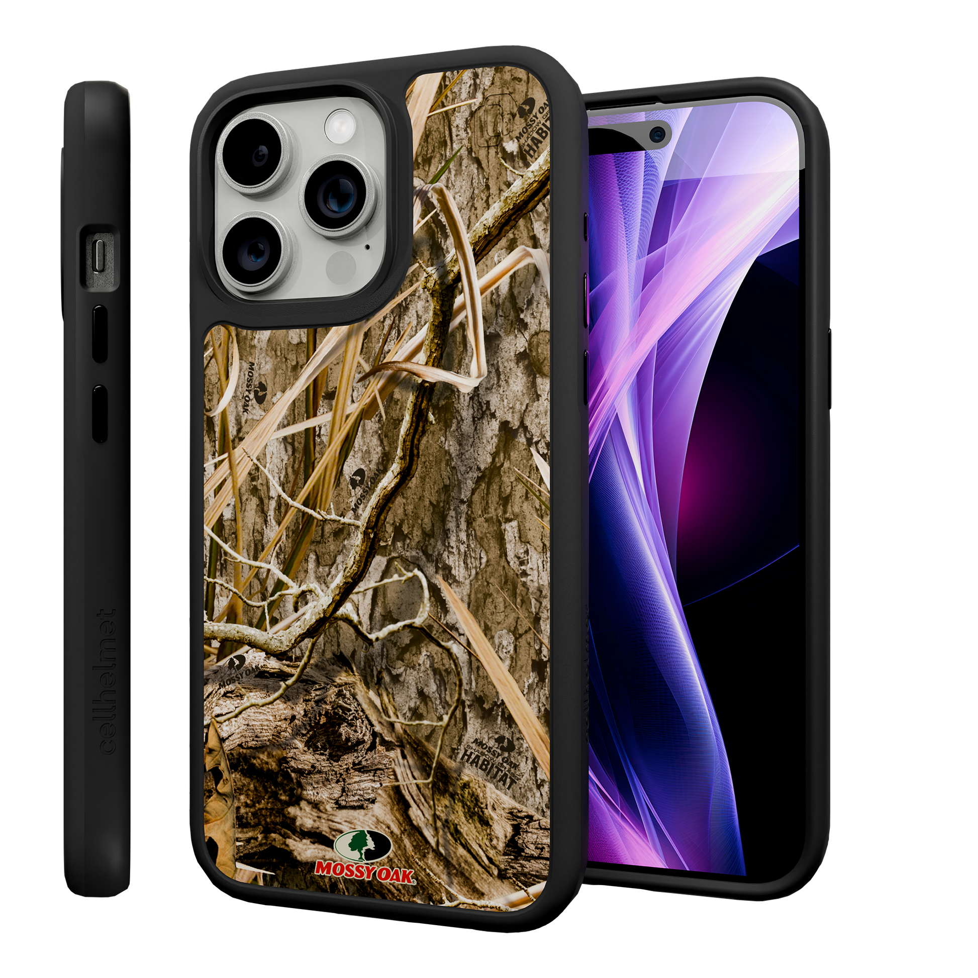 Shock-Absorbent MagSafe® Case for Apple iPhone 15 Pro Max | Mossy Oak Shadow Grass Camo Onyx Black