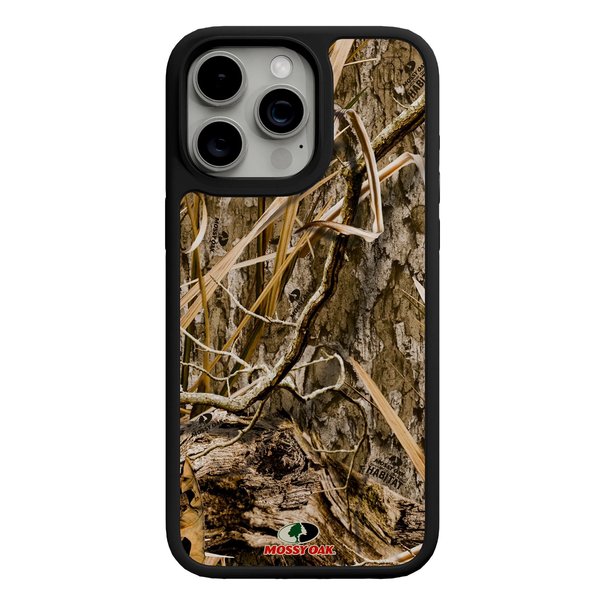 Shock-Absorbent MagSafe® Case for Apple iPhone 15 Pro Max | Mossy Oak Shadow Grass Camo Onyx Black
