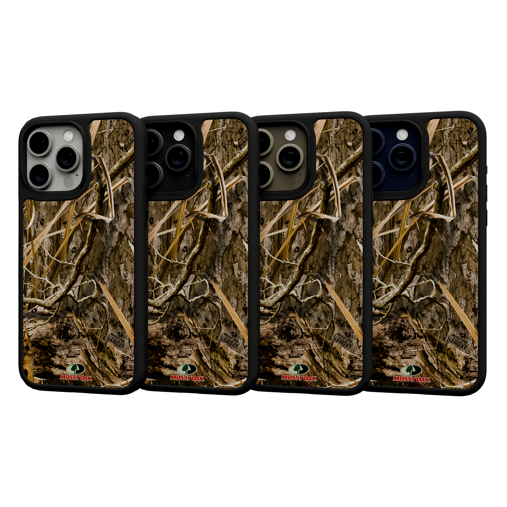 Shock-Absorbent MagSafe® Case for Apple iPhone 15 Pro Max | Mossy Oak Shadow Grass Camo Onyx Black
