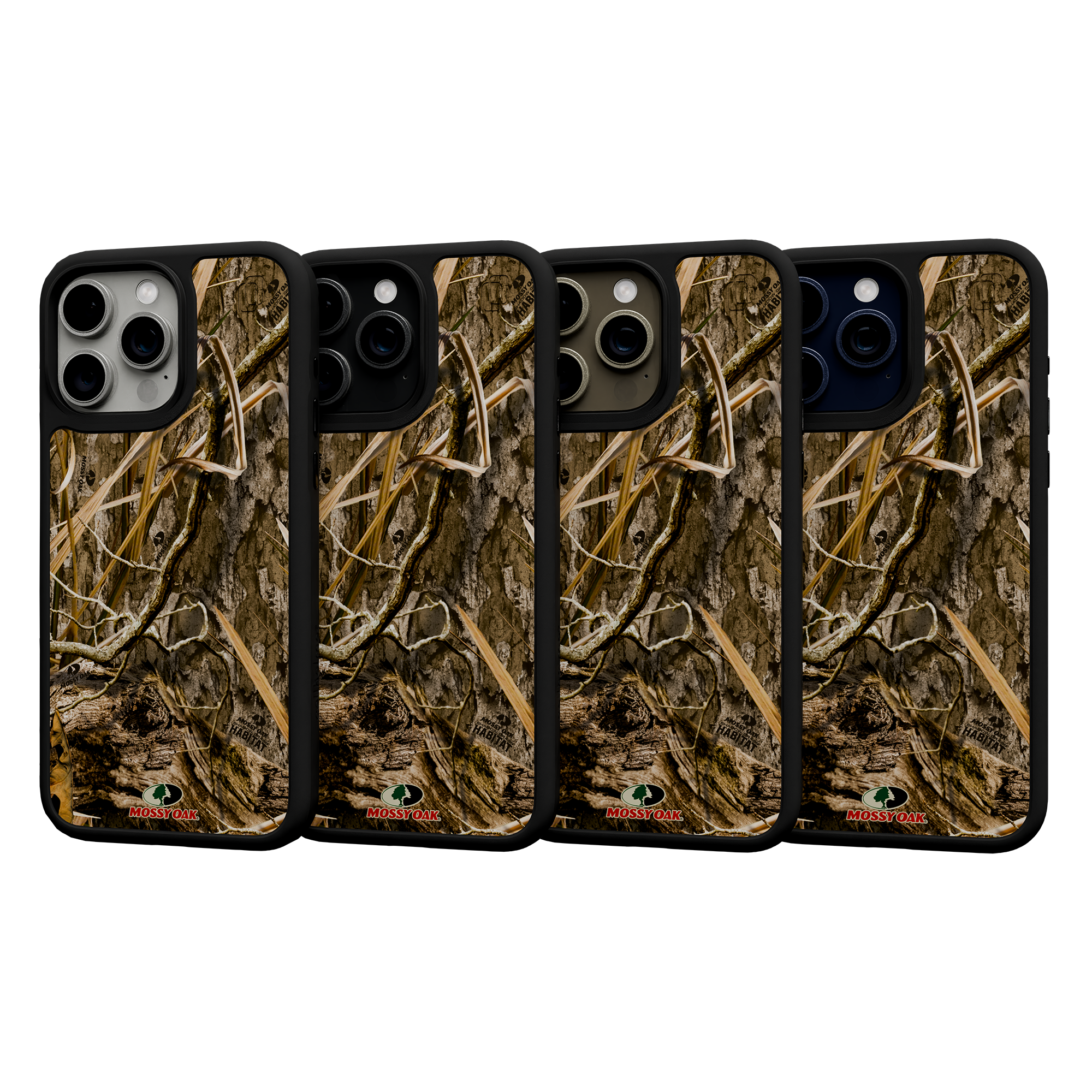 Shock-Absorbent MagSafe® Case for Apple iPhone 15 Pro Max | Mossy Oak Shadow Grass Camo Onyx Black