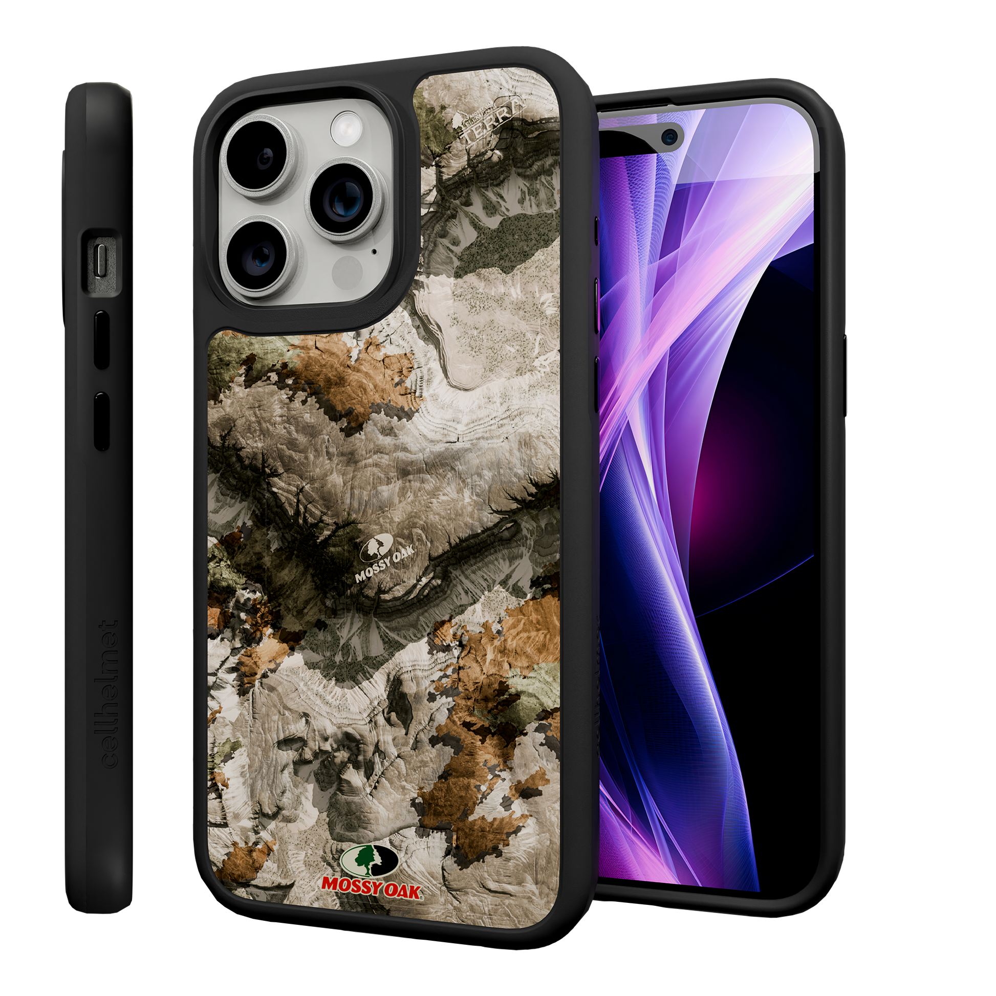 Shock-Absorbent MagSafe® Case for Apple iPhone 15 Pro Max | Mossy Oak Terra Gila Camo Onyx Black
