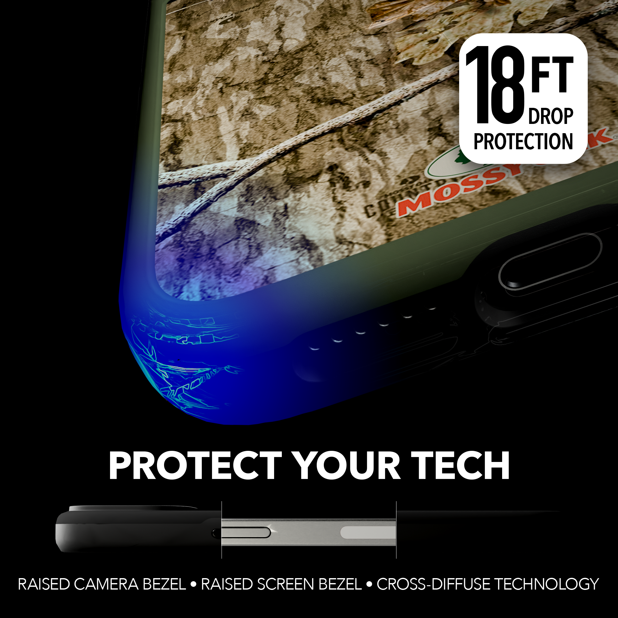 Shock-Absorbent MagSafe® Case for Apple iPhone 15 | Mossy Oak Country Roots Camo