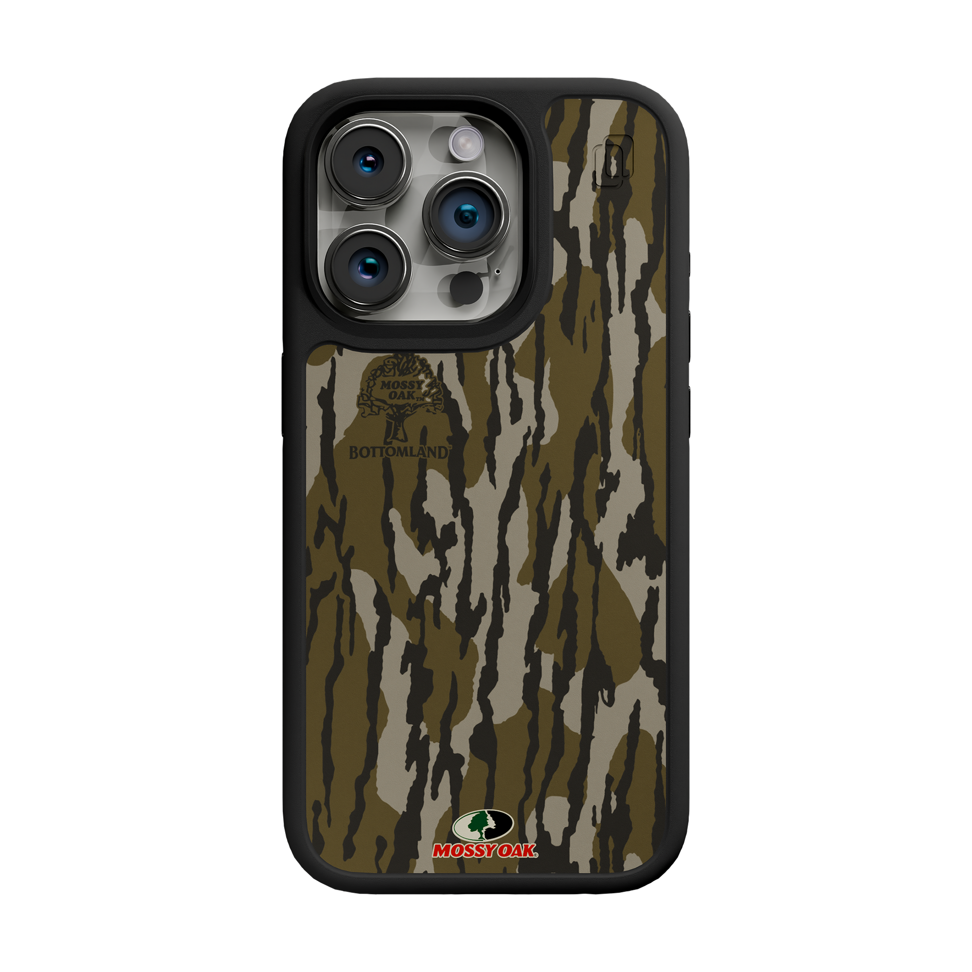 Shock-Absorbent MagSafe® Case for Apple iPhone 15 Pro | Mossy Oak Bottomland Camo Onyx Black