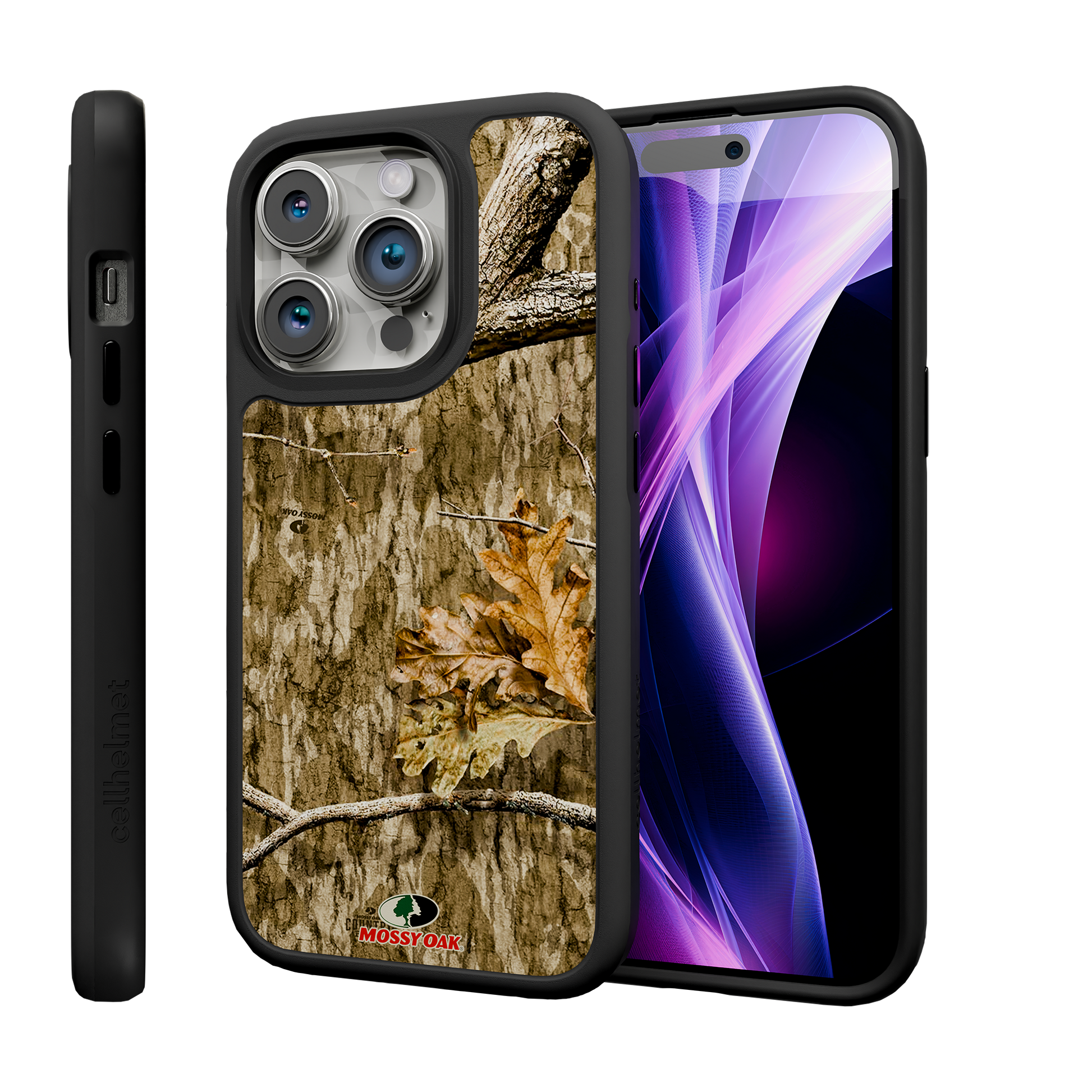 Shock-Absorbent MagSafe® Case for Apple iPhone 15 Pro | Mossy Oak Country Roots Camo Onyx Black