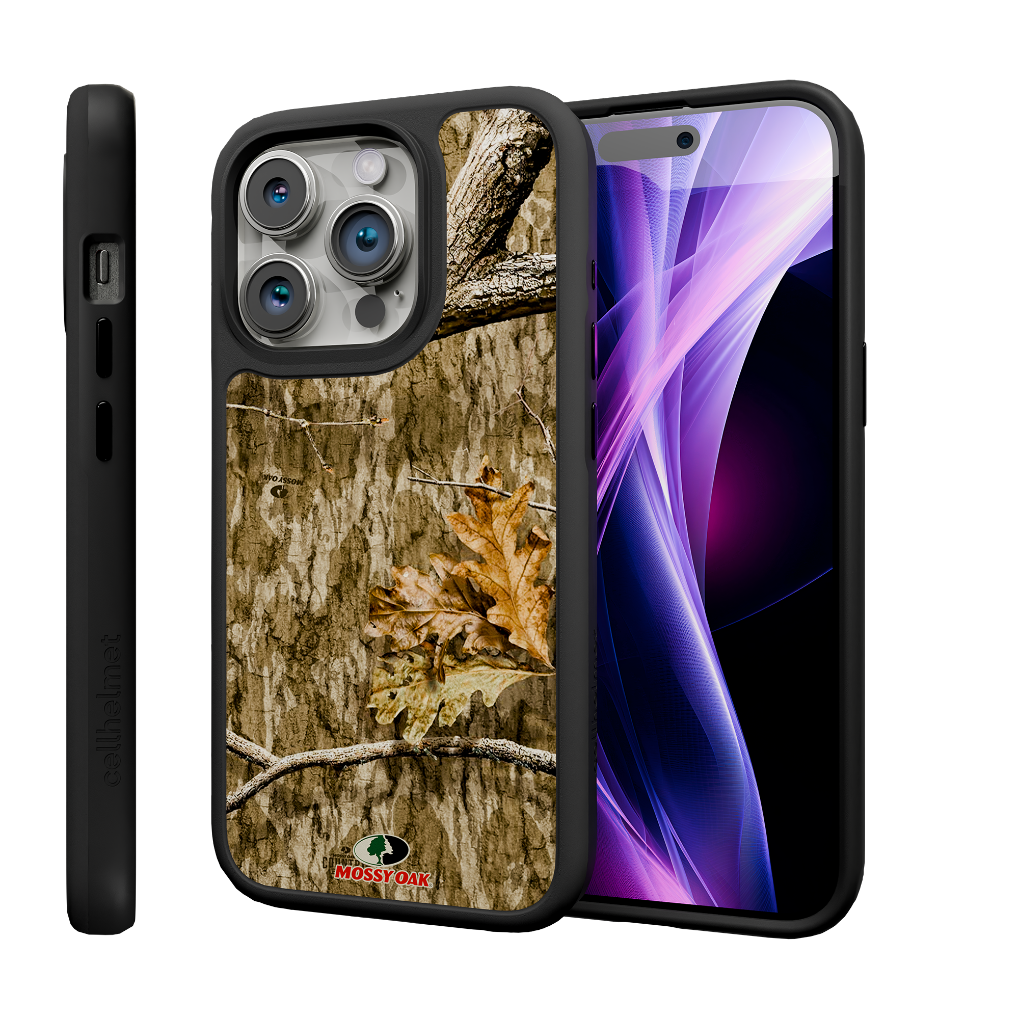 Shock-Absorbent MagSafe® Case for Apple iPhone 15 Pro | Mossy Oak Country Roots Camo Onyx Black