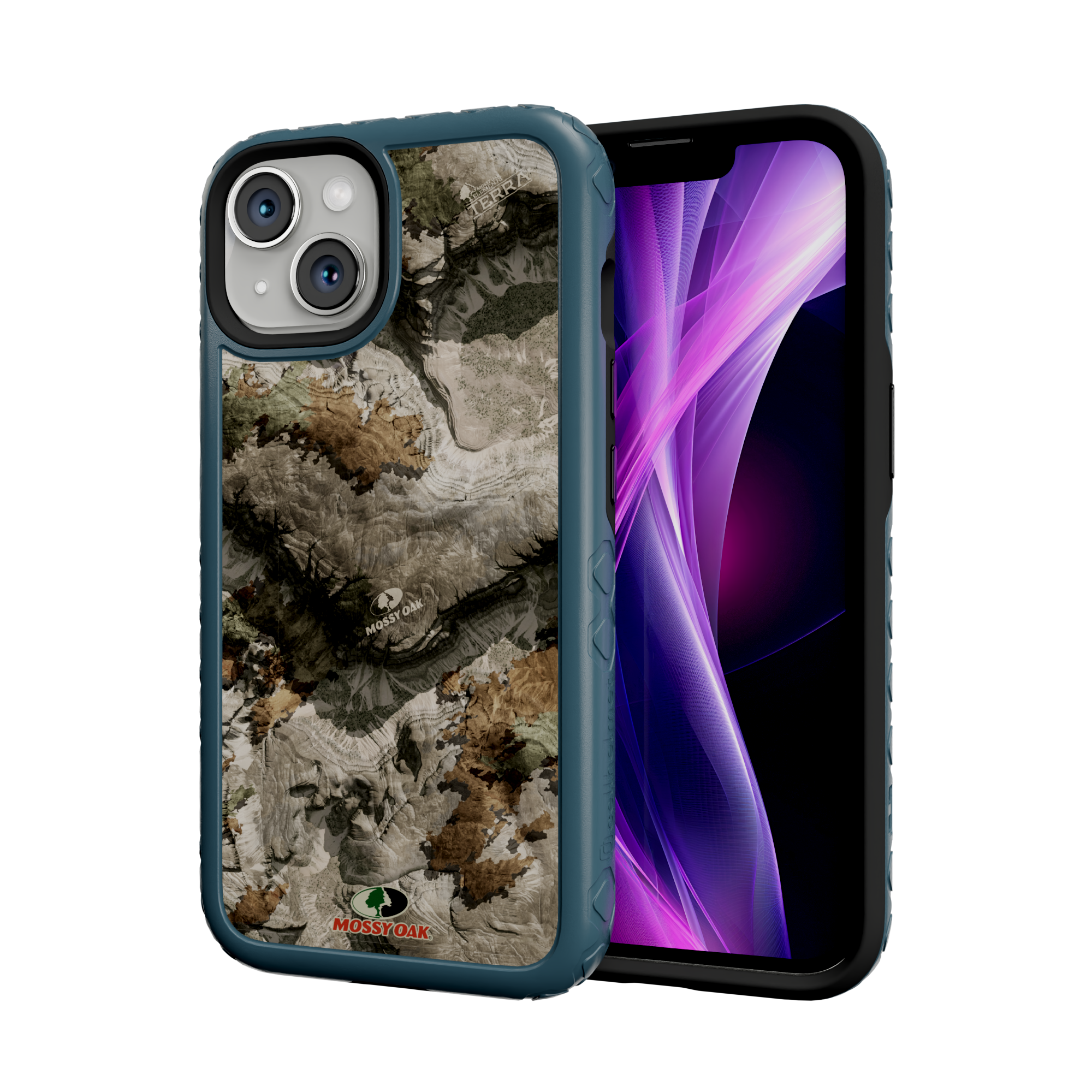 Mossy Oak MagSafe® Dual Layer Case for Apple iPhone 14 - Terra Gila Deep Sea Blue