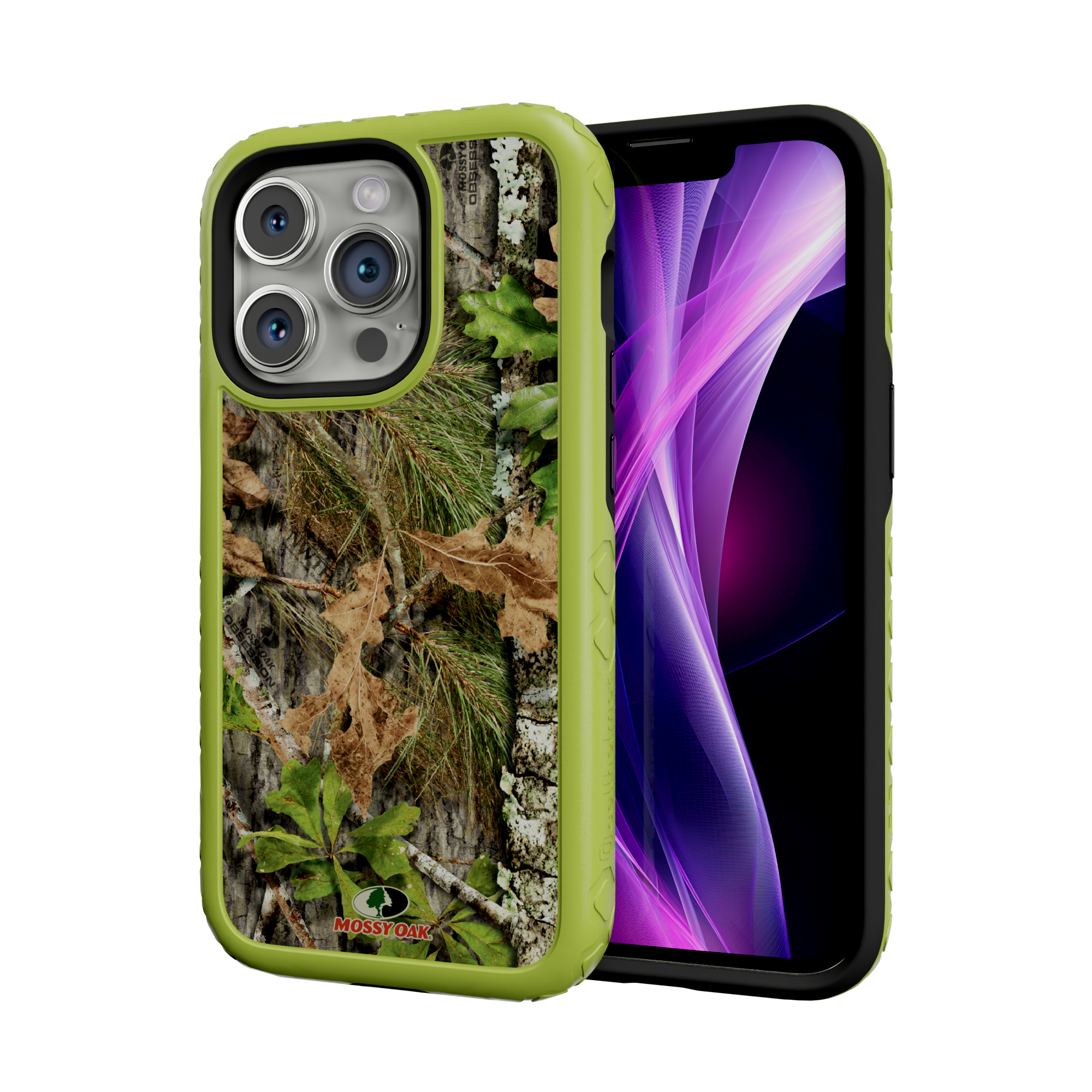 Mossy Oak | MagSafe Dual Layer Case for Apple iPhone 14 Pro | Obsession | Fortitude Series Electric Lime
