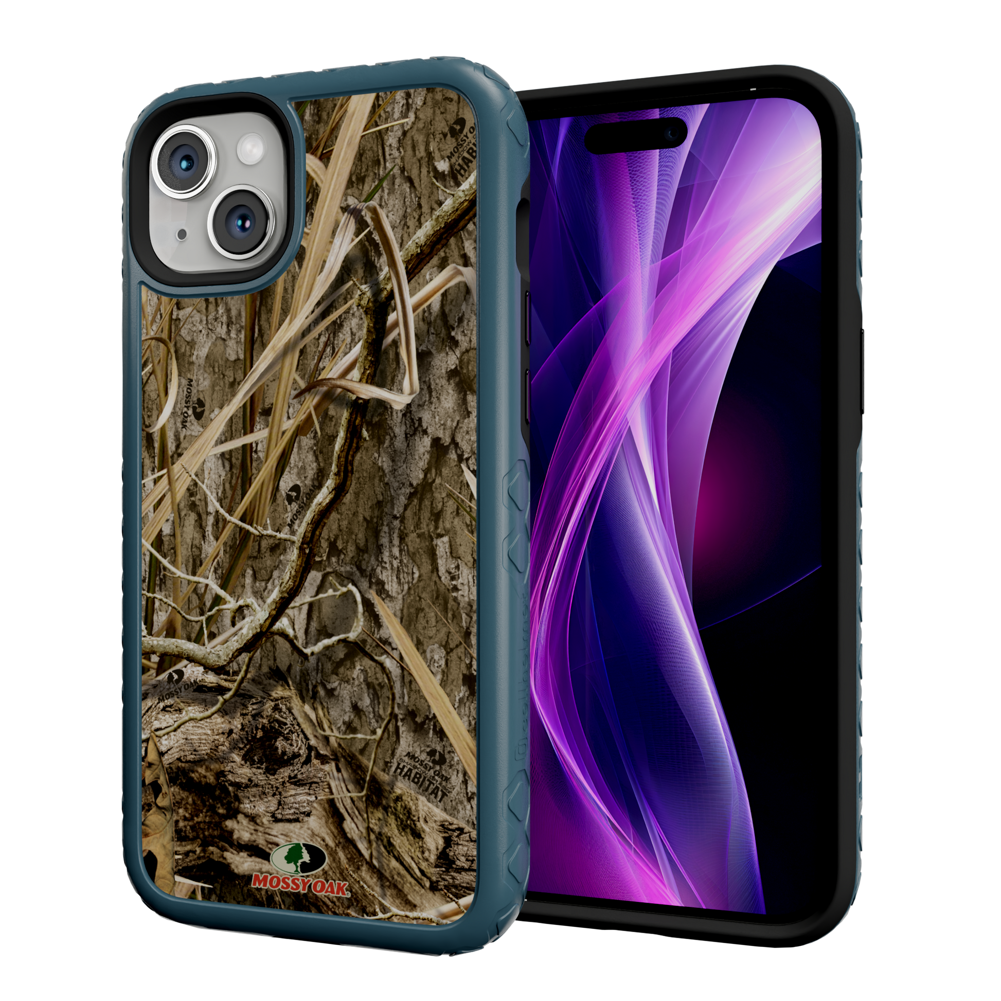 Mossy Oak MagSafe® Dual Layer Case for Apple iPhone 14 Plus- Shadow Grass Deep Sea Blue
