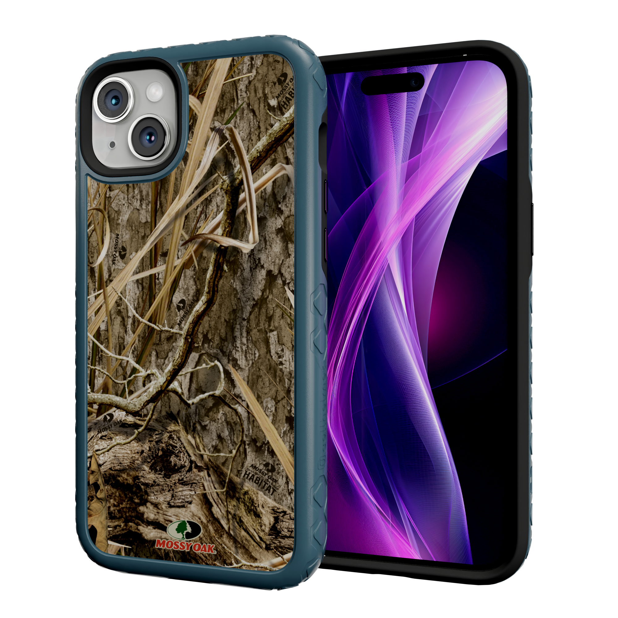 Mossy Oak MagSafe® Dual Layer Case for Apple iPhone 14 Plus- Shadow Grass Deep Sea Blue