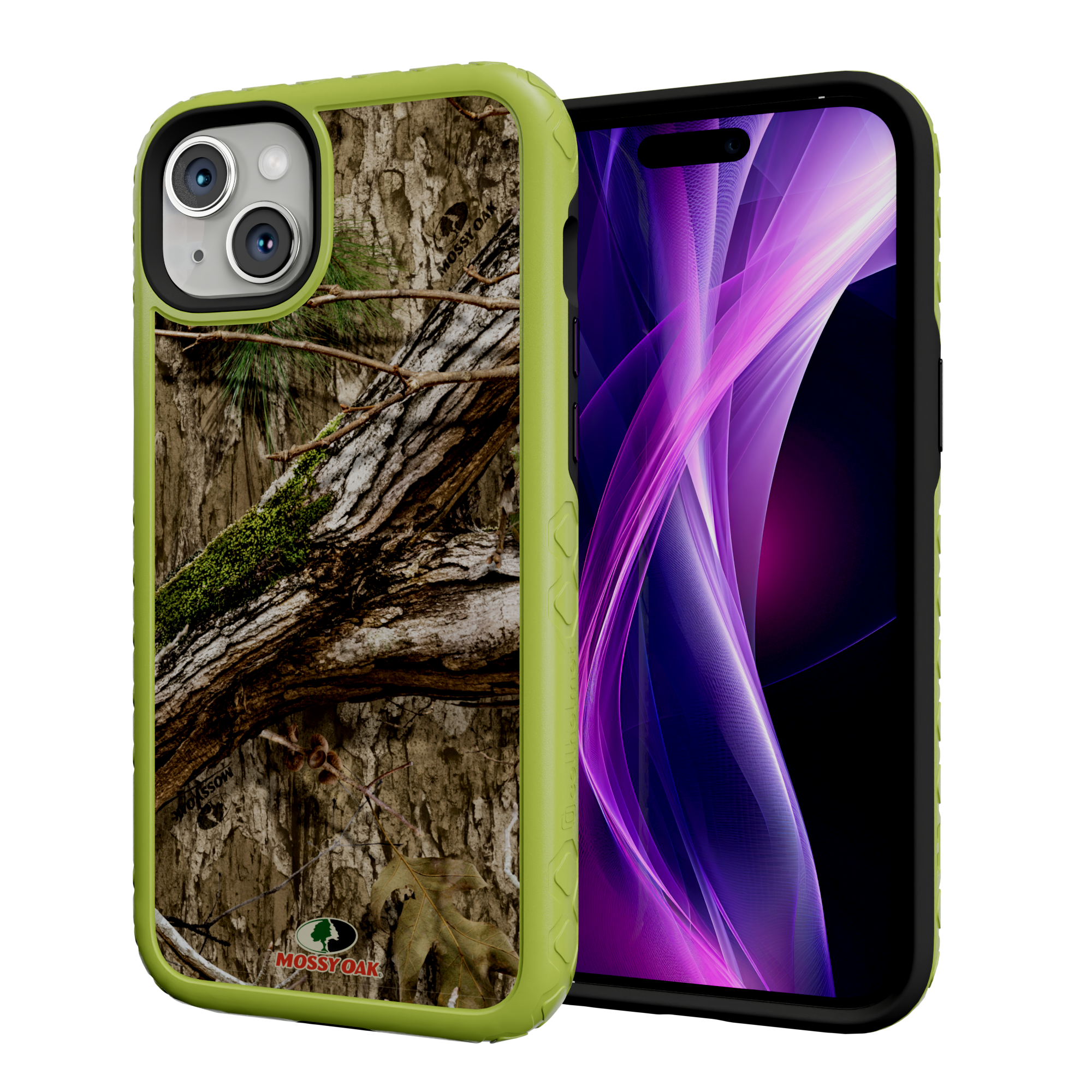 Mossy Oak MagSafe® Dual Layer Case for Apple iPhone 14 Plus- Country DNA Electric Lime