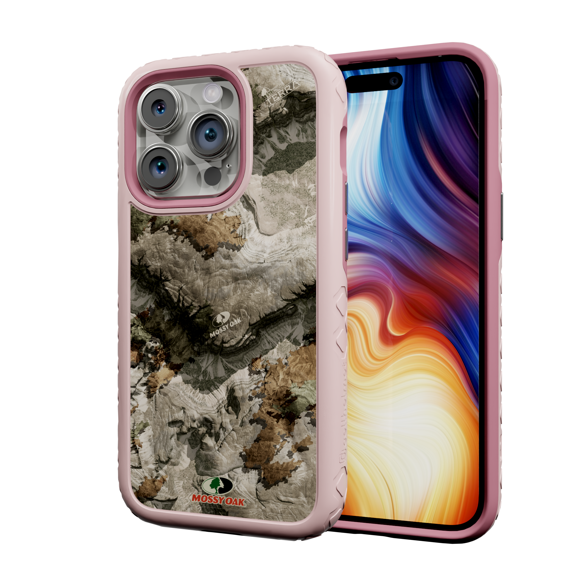 Mossy Oak Protective Case for Apple iPhone 13 Pro - Terra Gila Pink Magnolia