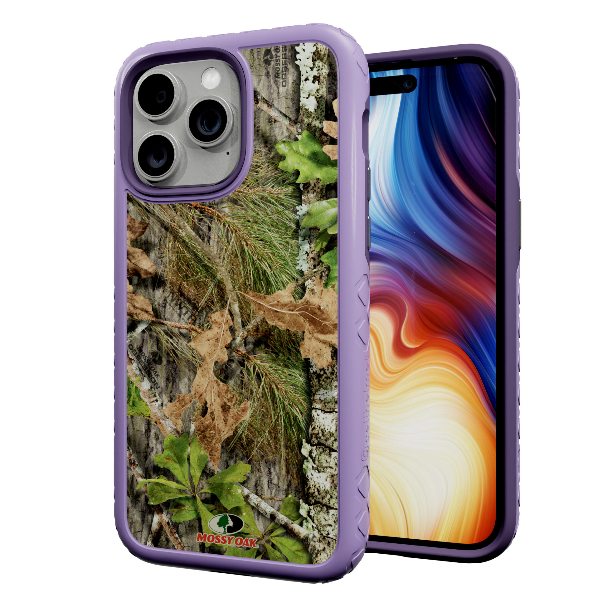 Mossy Oak | Dual Layer Case for Apple iPhone 13 Pro Max | Obsession | Fortitude Series Lilac Blossom Purple