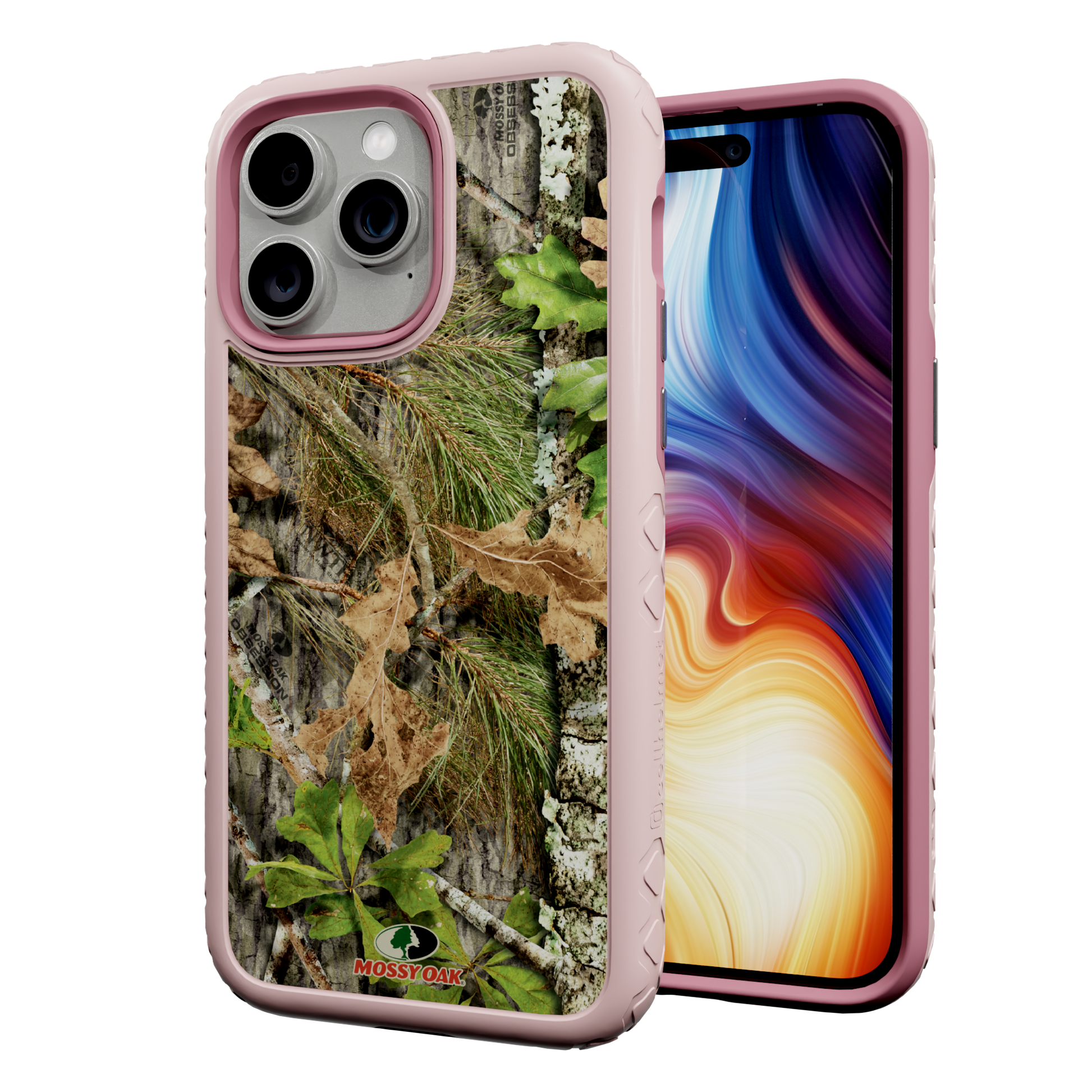Mossy Oak | Dual Layer Case for Apple iPhone 13 Pro Max | Obsession | Fortitude Series Pink Magnolia