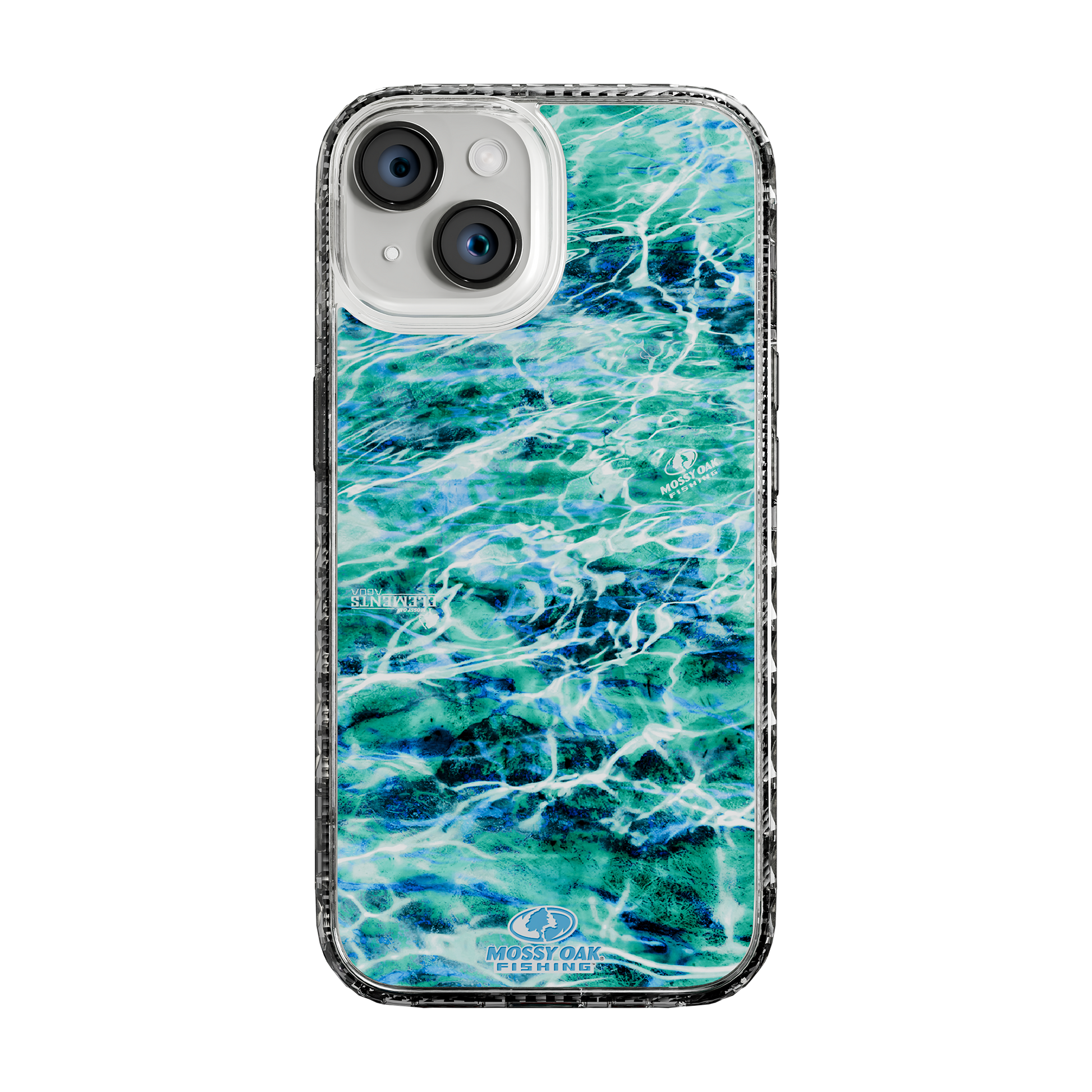 Slim MagSafe® Case for Apple iPhone 15 | Mossy Oak Agua Seafoam Blue Camo Crystal Clear
