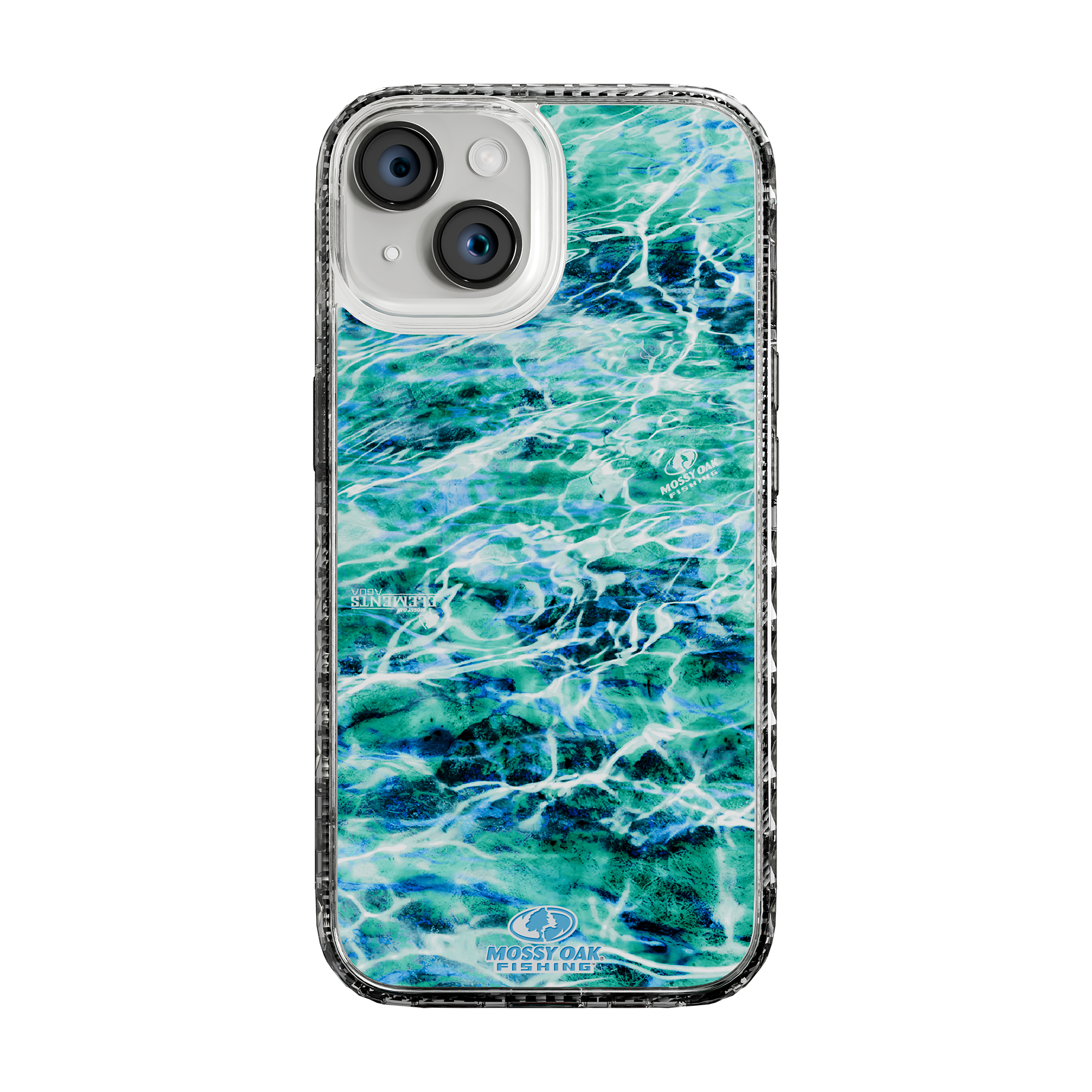 Slim MagSafe® Case for Apple iPhone 15 | Mossy Oak Agua Seafoam Blue Camo Crystal Clear