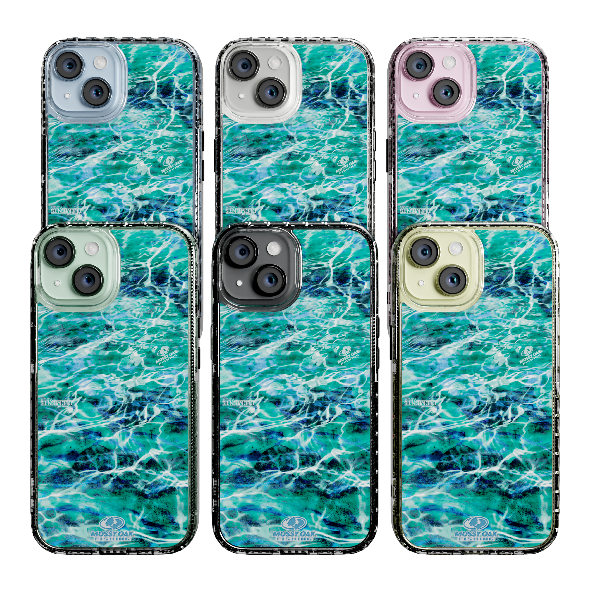 Mossy Oak Magnitude Series for Apple iPhone 15 - Agua Seafoam Crystal Clear