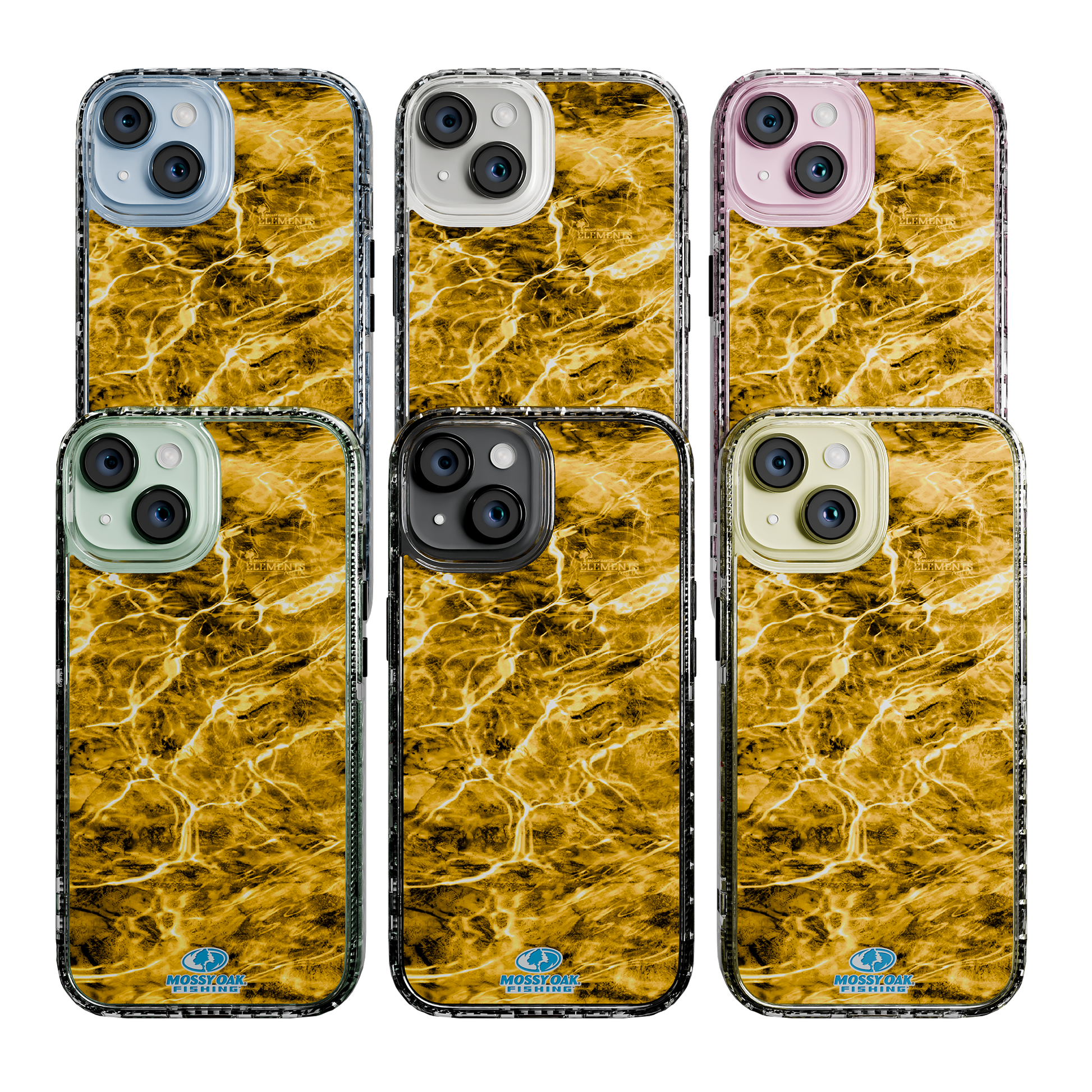 Slim MagSafe® Case for Apple iPhone 15 | Mossy Oak Agua Yellowfin Camo Crystal Clear