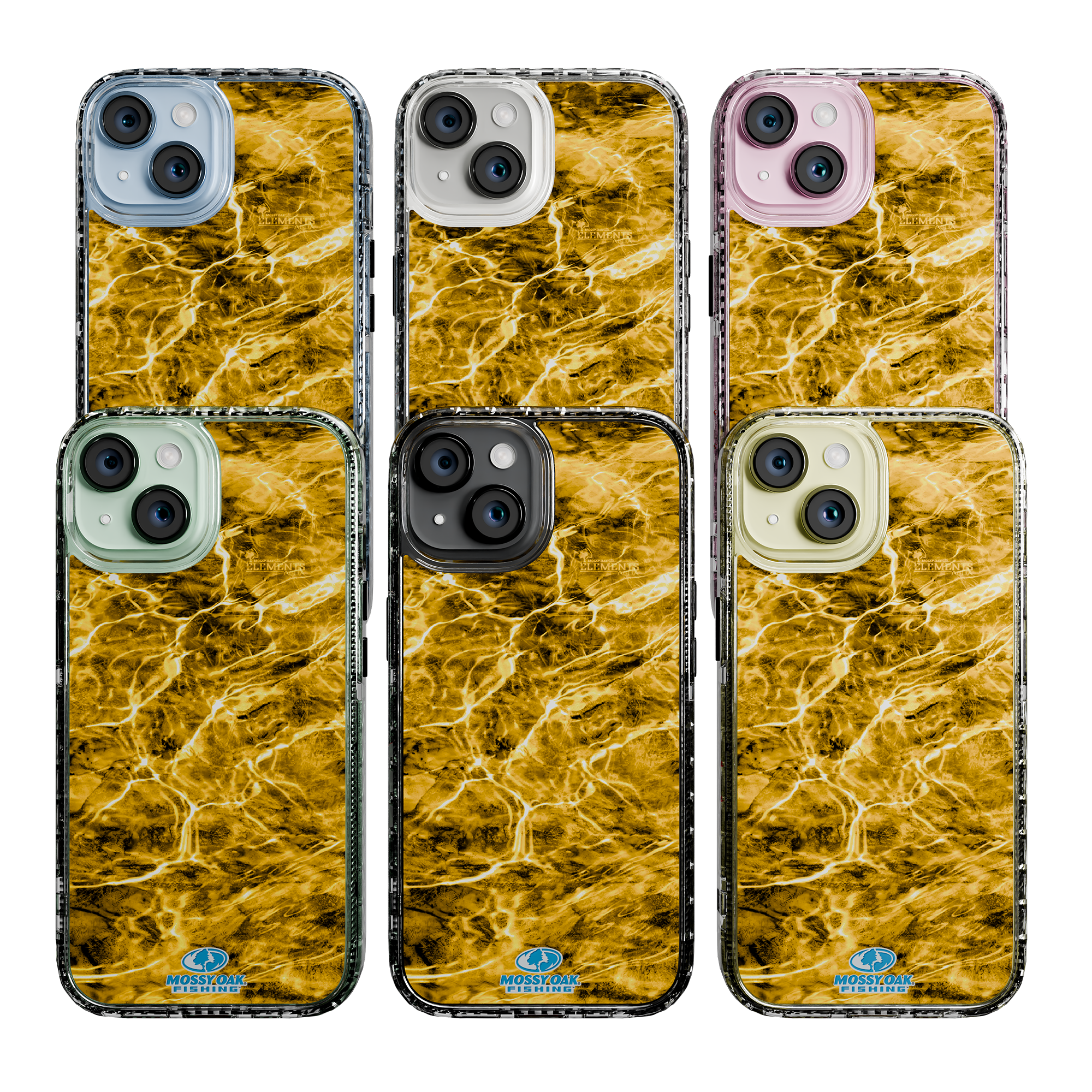 Slim MagSafe® Case for Apple iPhone 15 | Mossy Oak Agua Yellowfin Camo Crystal Clear