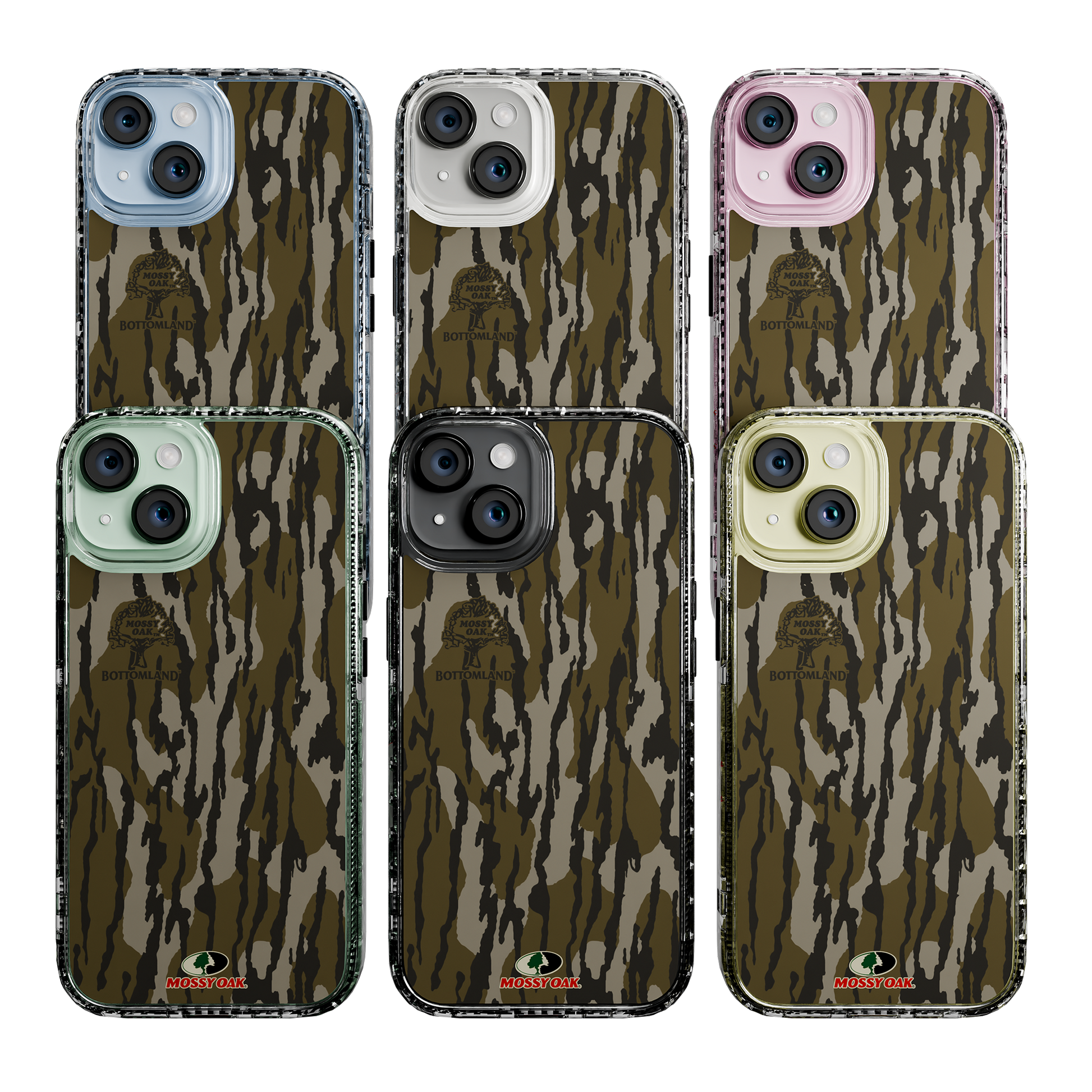 Slim MagSafe® Case for Apple iPhone 15 | Mossy Oak Bottomland Camo Crystal Clear