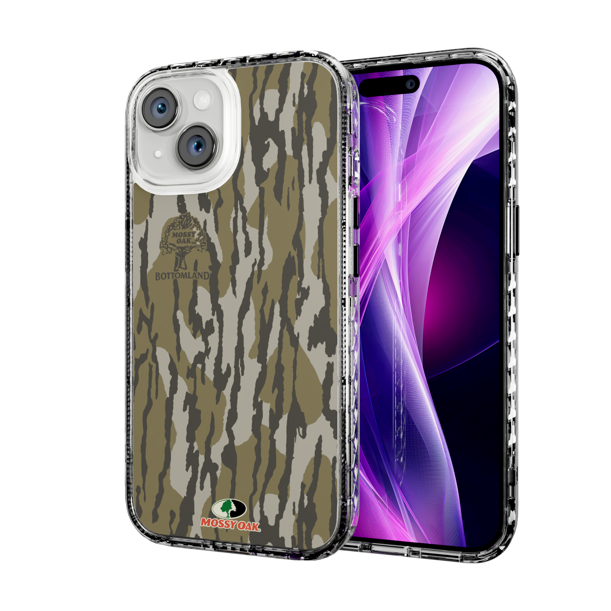 Mossy Oak Magnitude Case for Apple iPhone 15 - Bottomland Orig Crystal Clear