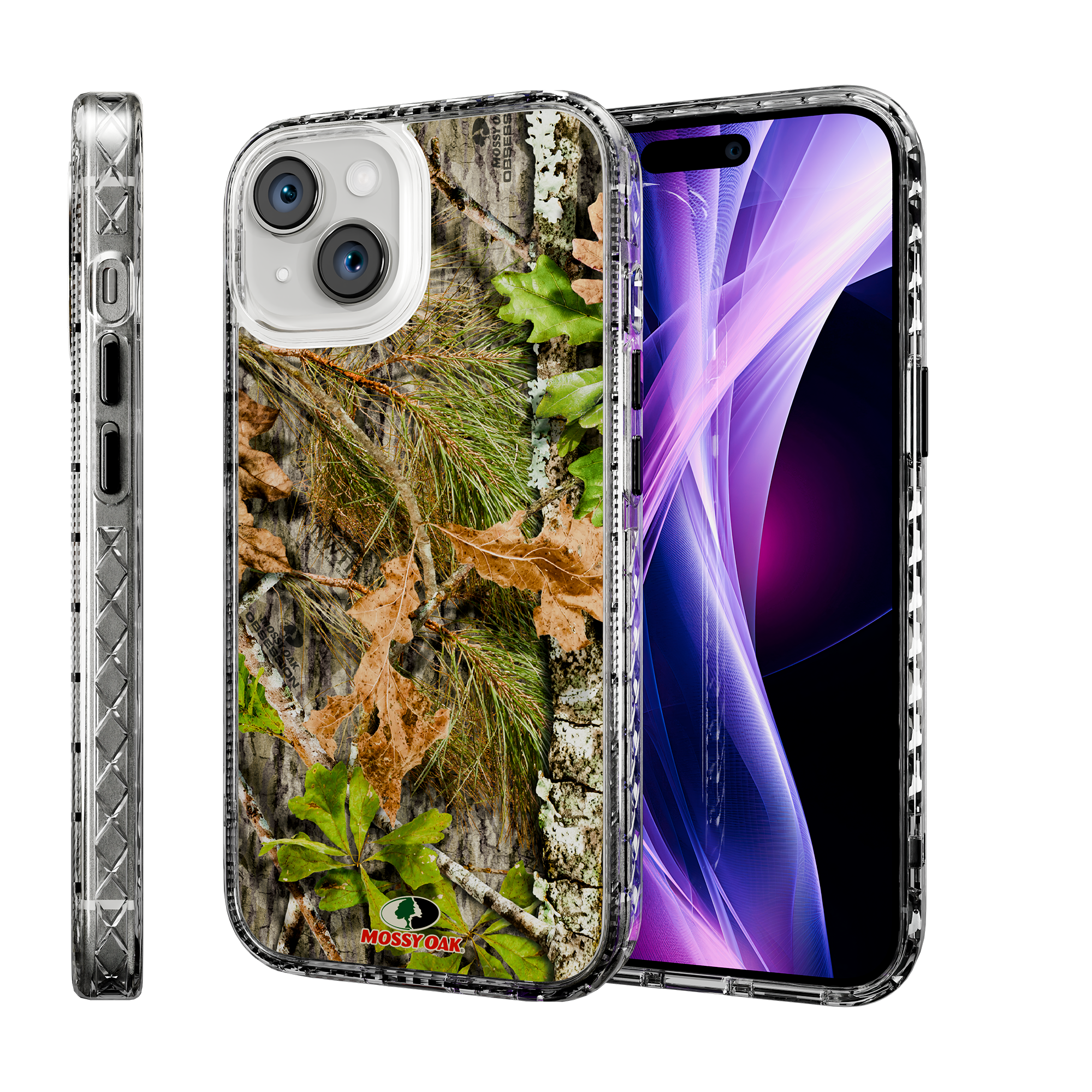 Slim MagSafe® Case for Apple iPhone 15 | Mossy Oak Obbsession Camo Crystal Clear