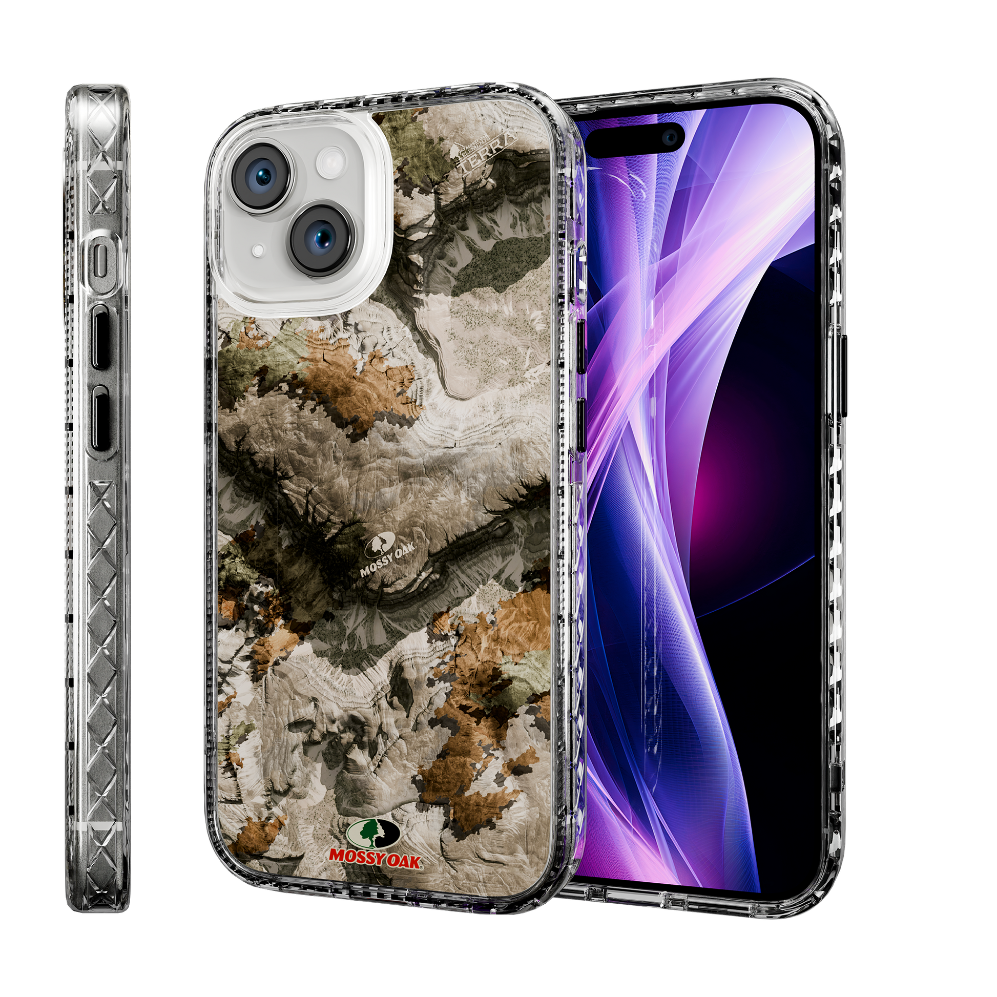 Slim MagSafe® Case for Apple iPhone 15 | Mossy Oak Terra Gila Camo Crystal Clear