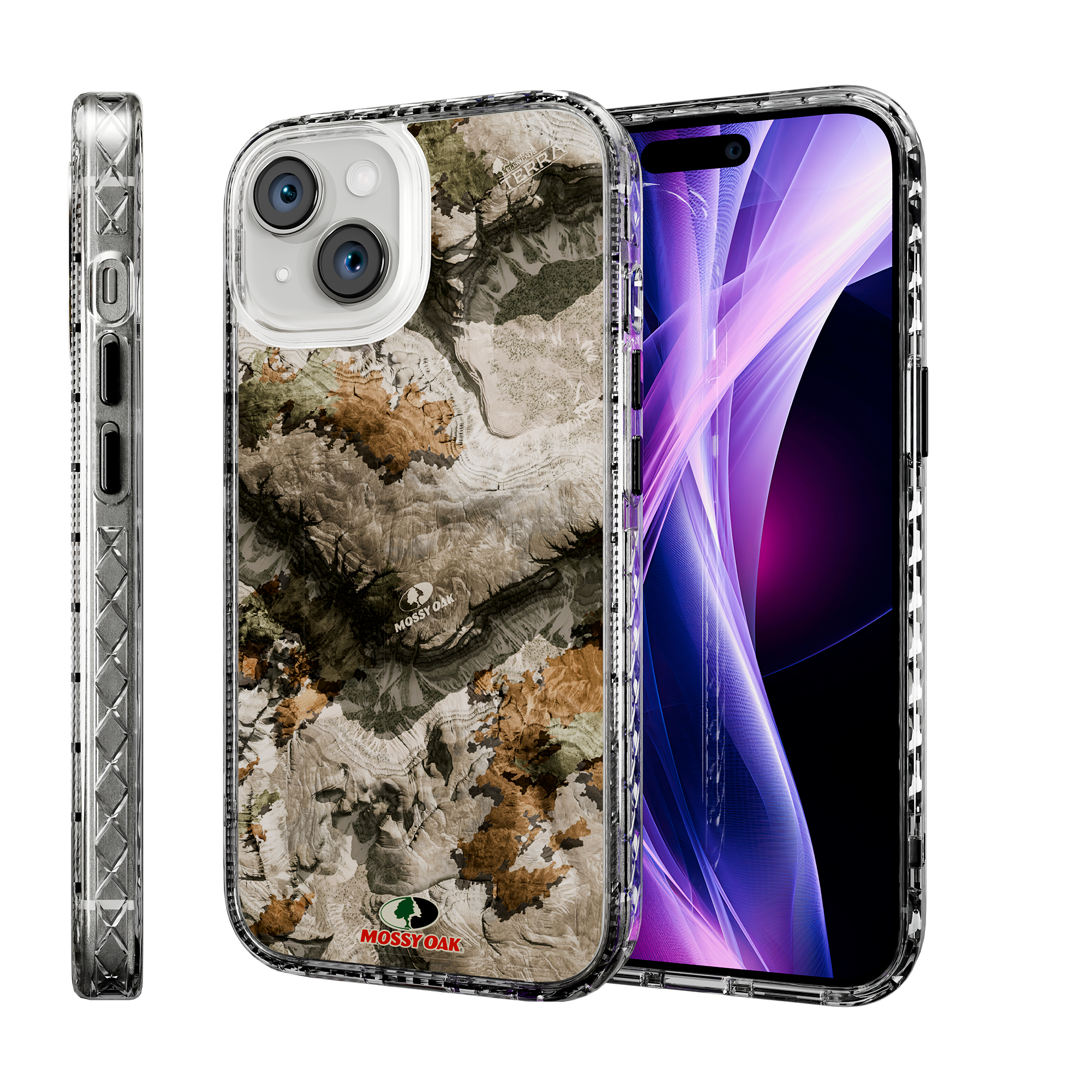 Slim MagSafe® Case for Apple iPhone 15 | Mossy Oak Terra Gila Camo Crystal Clear