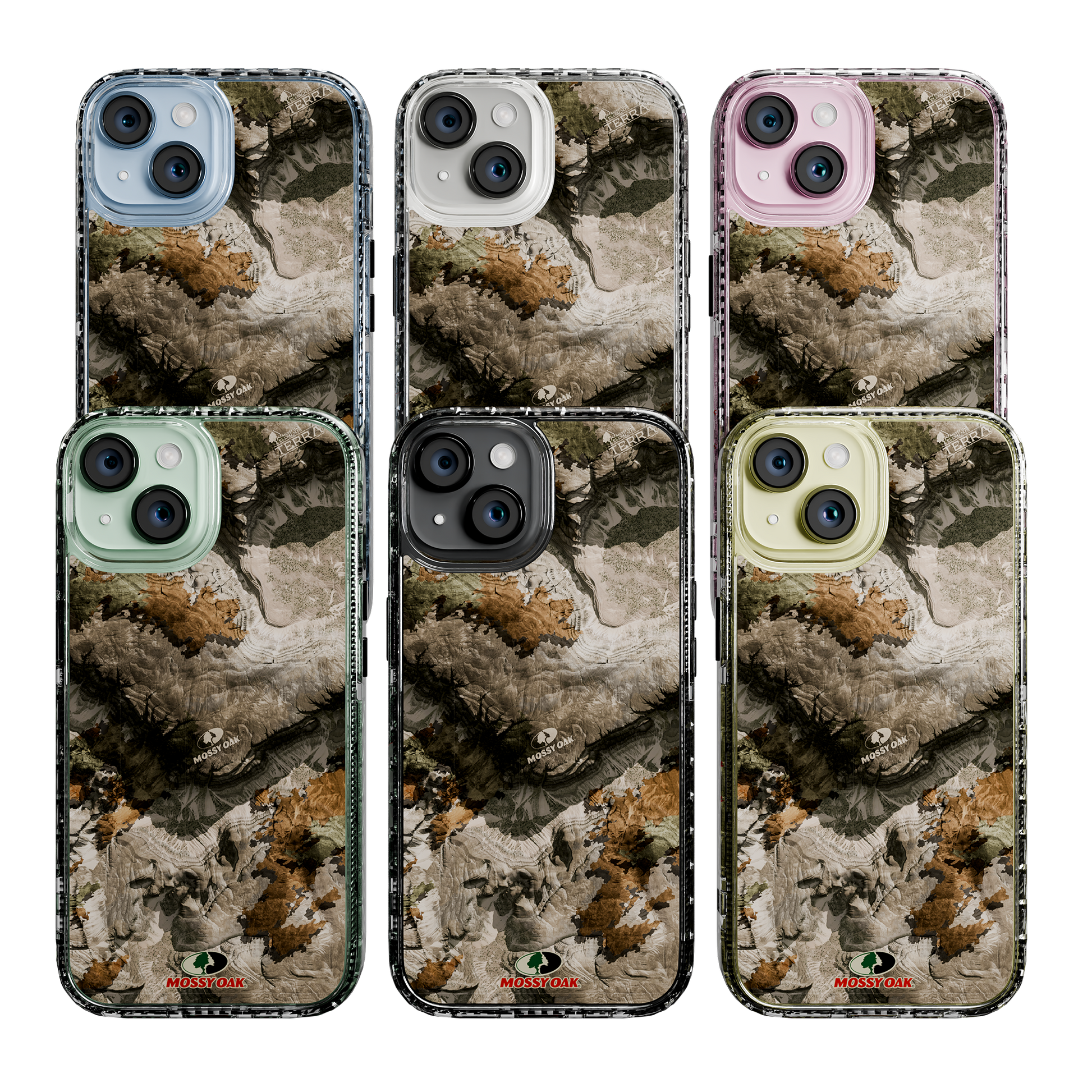 Slim MagSafe® Case for Apple iPhone 15 | Mossy Oak Terra Gila Camo Crystal Clear