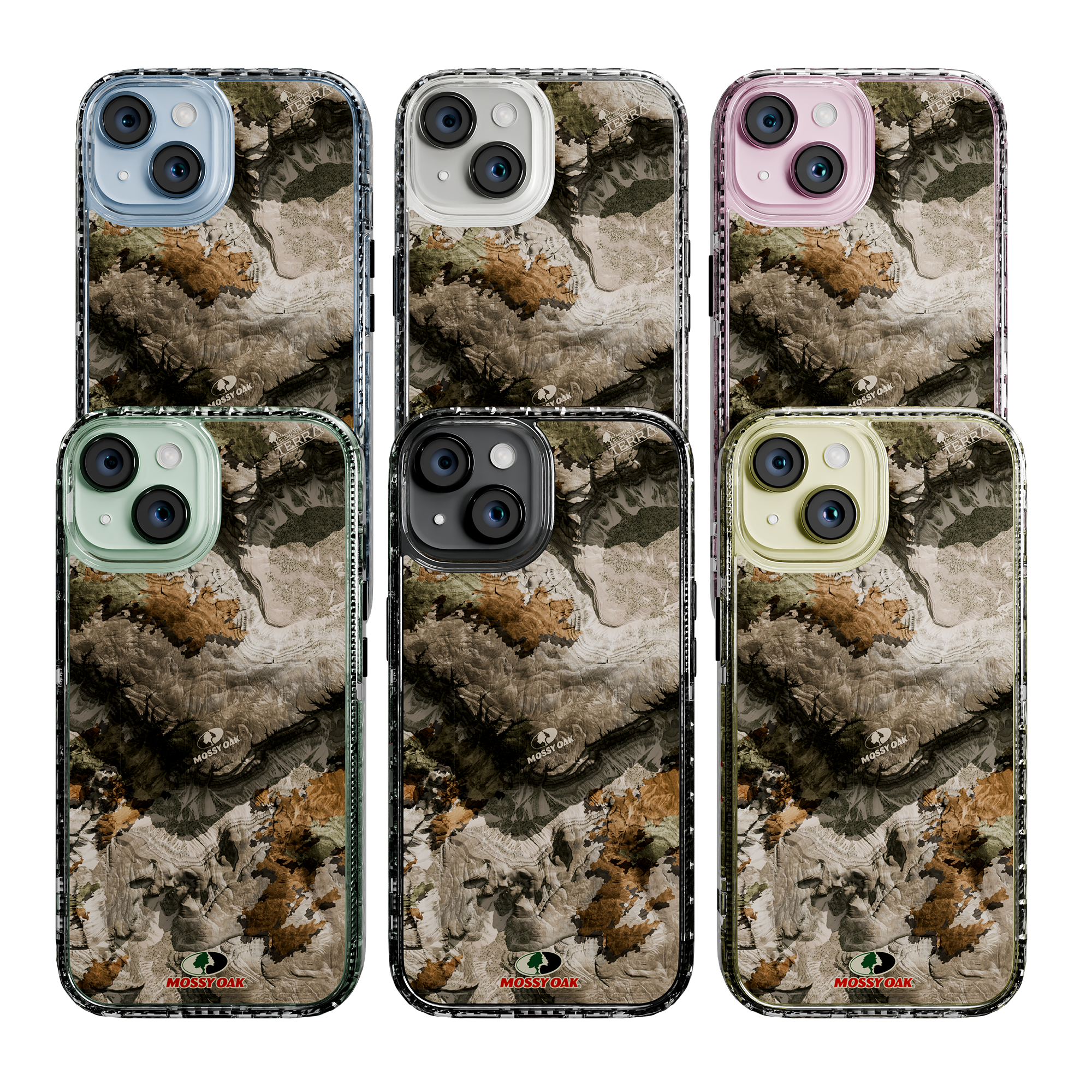 Slim MagSafe® Case for Apple iPhone 15 | Mossy Oak Terra Gila Camo Crystal Clear