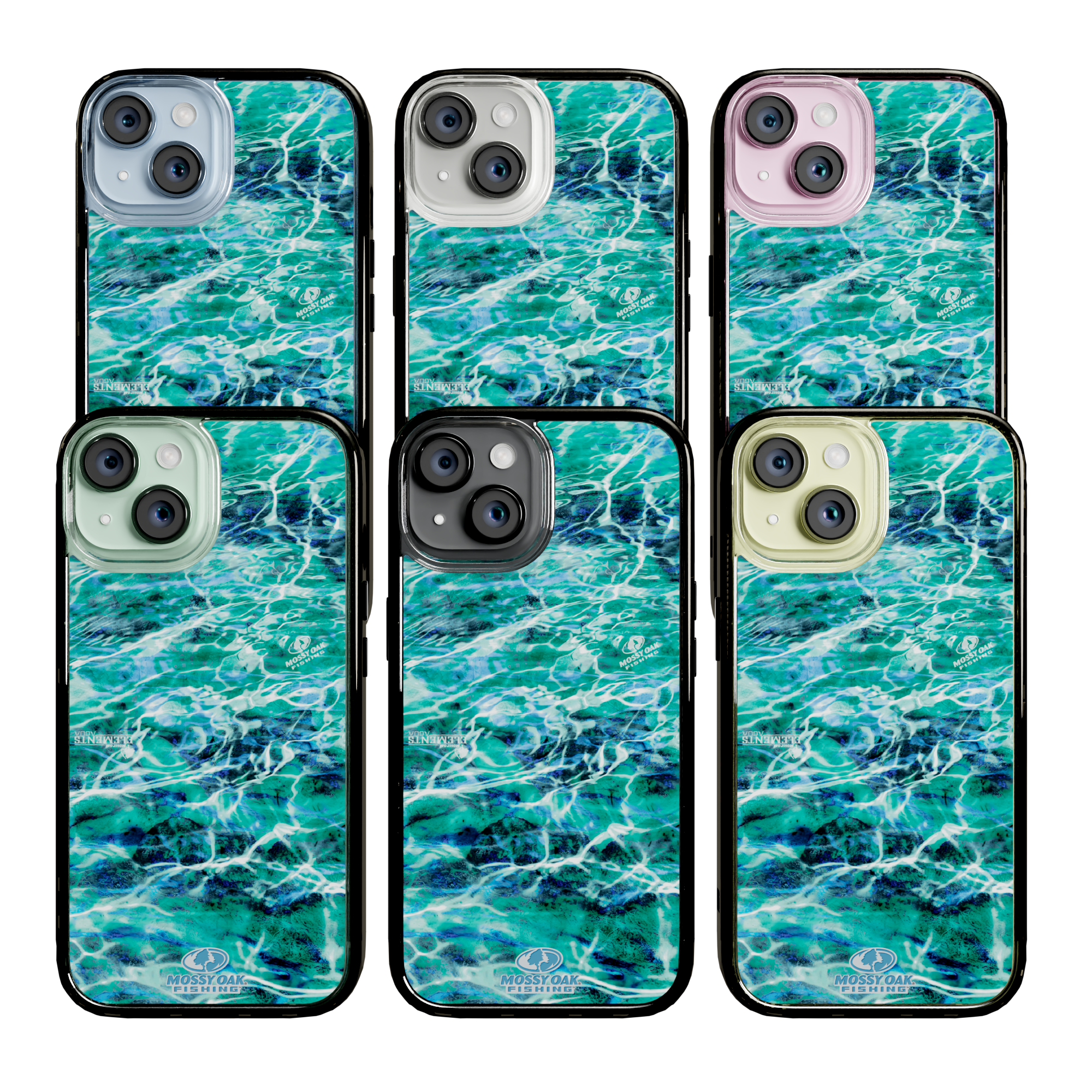 Mossy Oak Magnitude Series for Apple iPhone 15 - Agua Seafoam Onyx Black