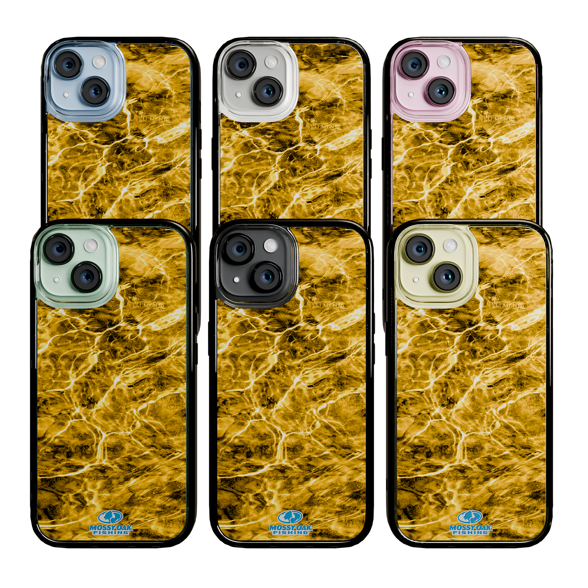 Slim MagSafe® Case for Apple iPhone 15 | Mossy Oak Agua Yellowfin Camo Onyx Black