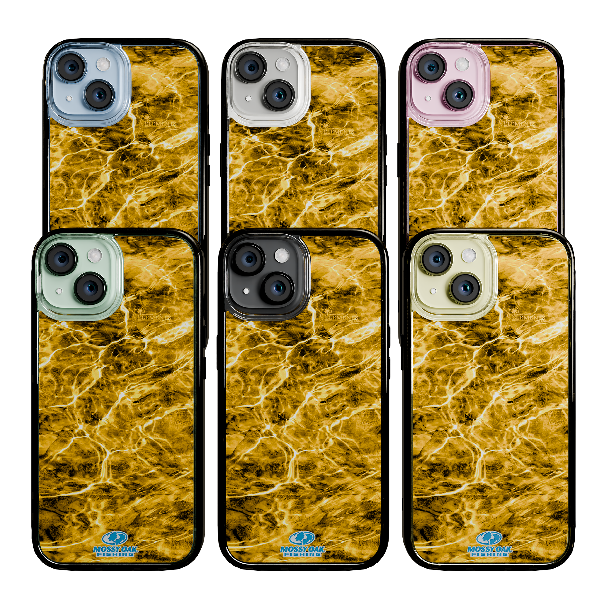 Slim MagSafe® Case for Apple iPhone 15 | Mossy Oak Agua Yellowfin Camo Onyx Black