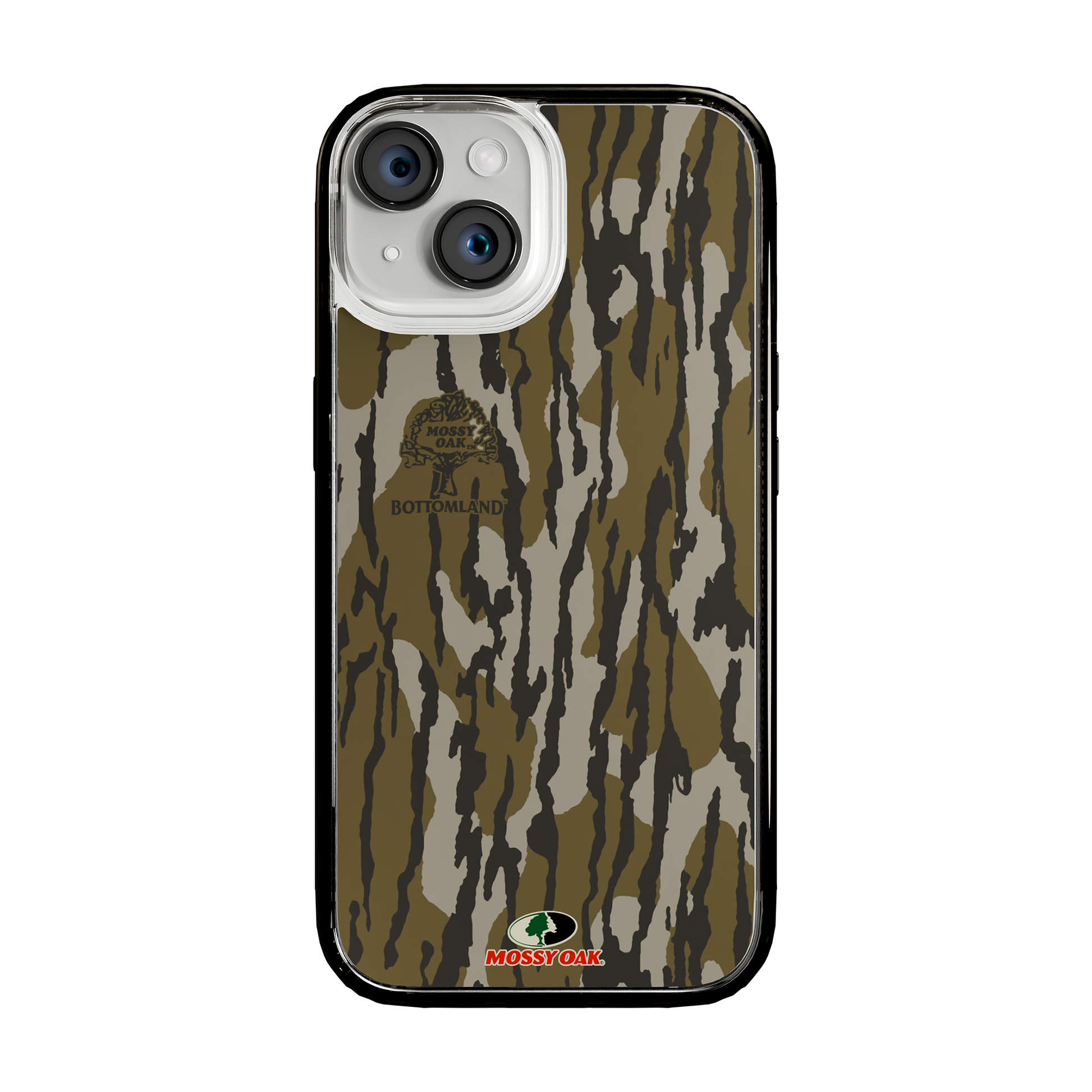 Slim MagSafe® Case for Apple iPhone 15 | Mossy Oak Bottomland Camo Onyx Black