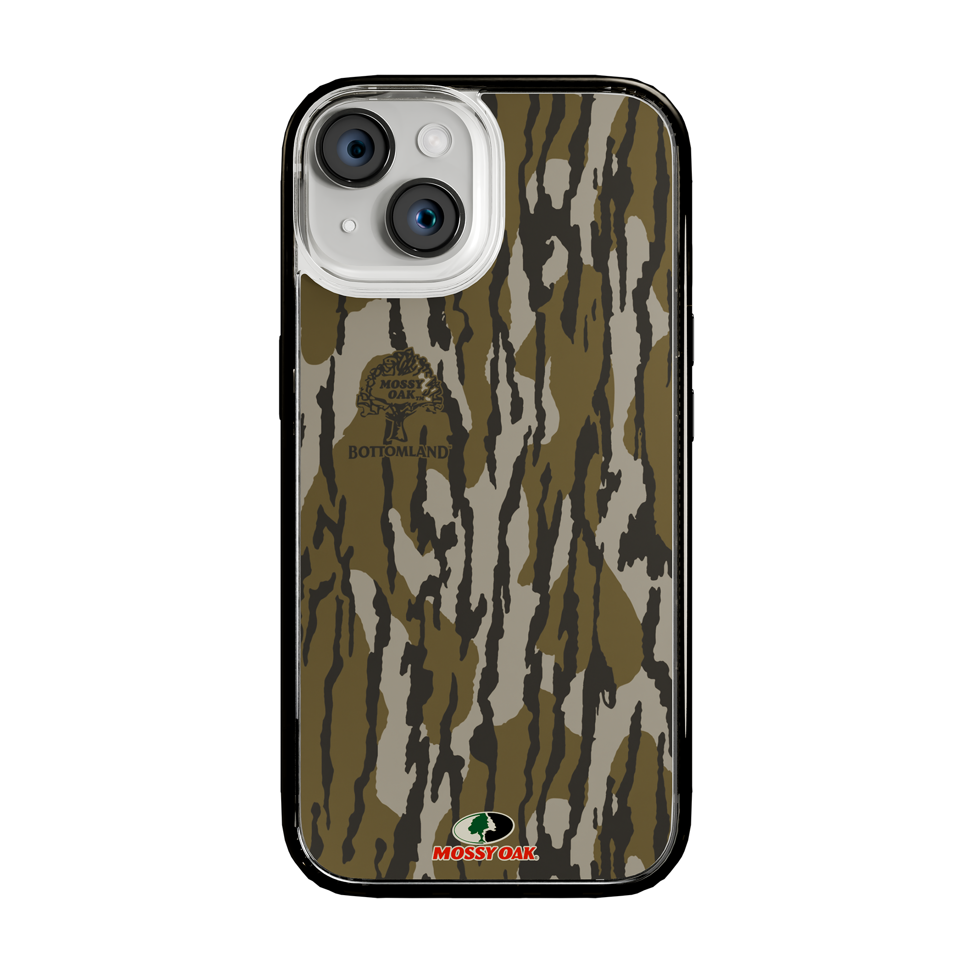 Slim MagSafe® Case for Apple iPhone 15 | Mossy Oak Bottomland Camo Onyx Black