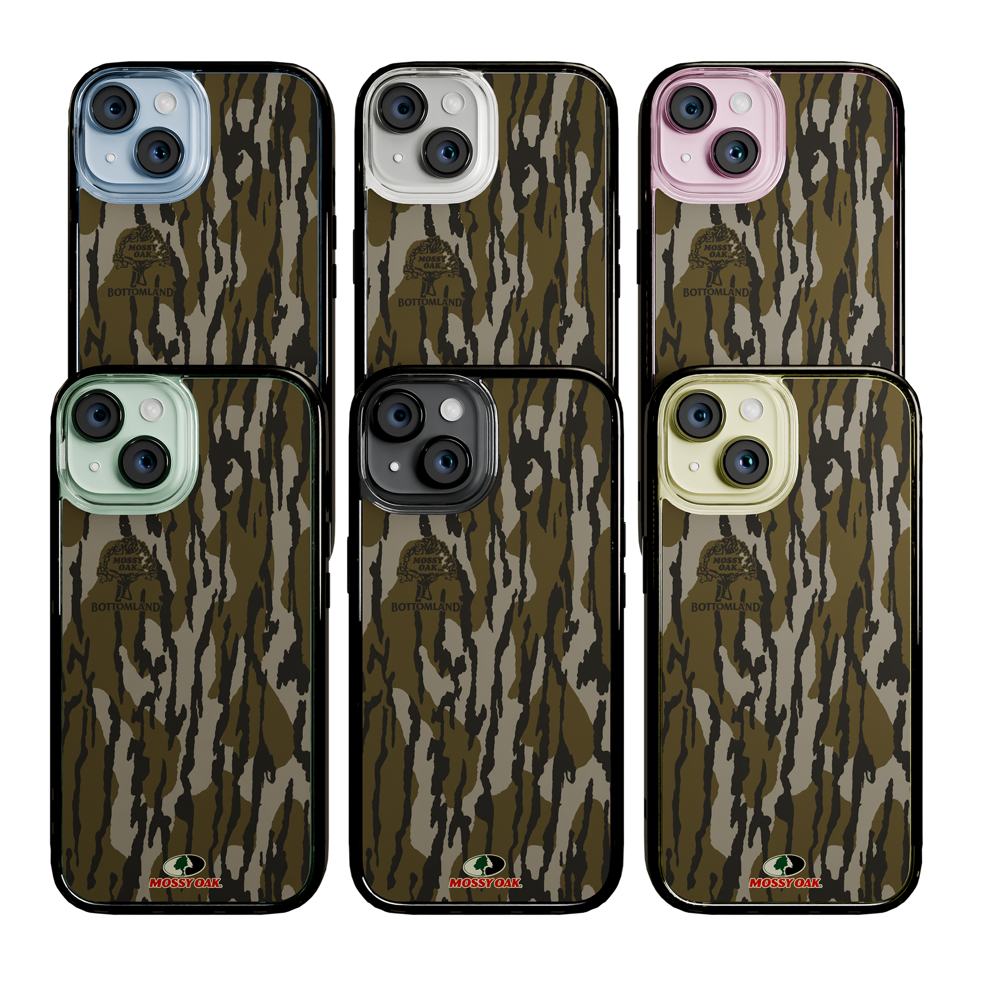 Slim MagSafe® Case for Apple iPhone 15 | Mossy Oak Bottomland Camo Onyx Black